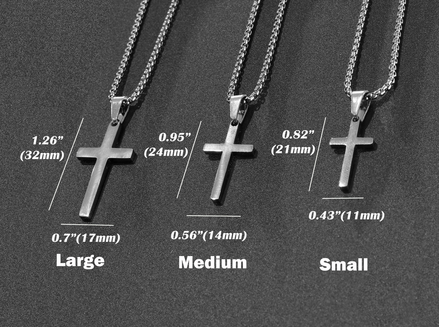 Cross Necklace, Stainless Steel Silver Cross Pendant, Mens Cross Necklace, Cross Necklace for Women, Boys Cross Necklace, Christmas Gift