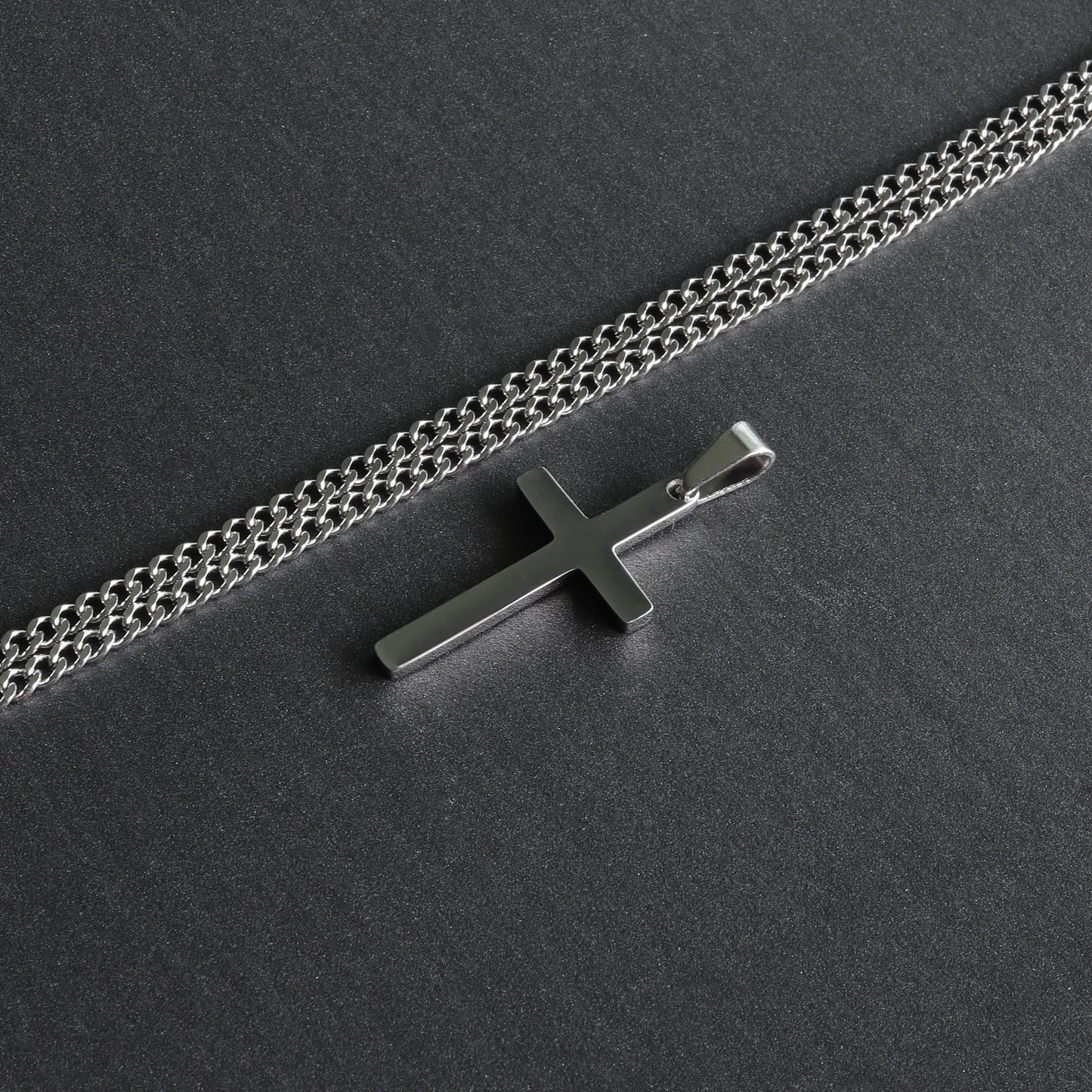 Men's Necklace, Waterproof Cross Necklace, Stainless Steel Silver Necklace, Cuban Chain Necklace for Men, Men Cross Necklace, Boys Necklaces, Mens gift