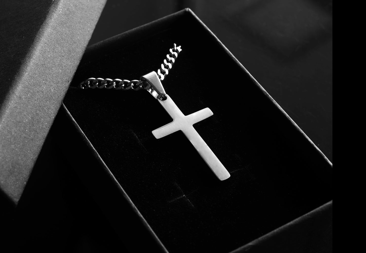 Men's Cross Necklace, Boys Cross Necklace, Waterproof Jewelry, Stainless Steel Silver Cross Necklace for Men