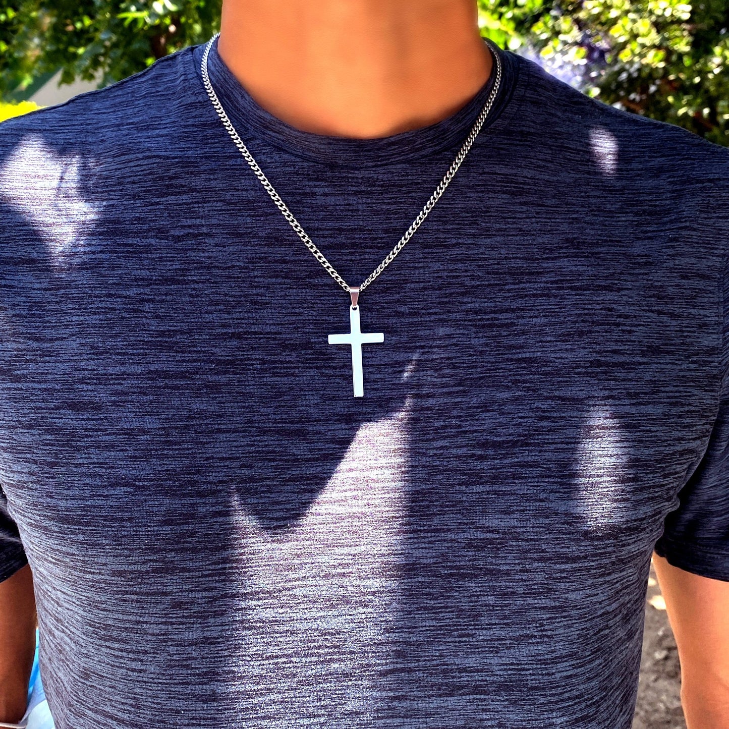 Large Cross Necklace For Men, Personalized Necklace, Engraved Necklace, Waterproof Necklace
