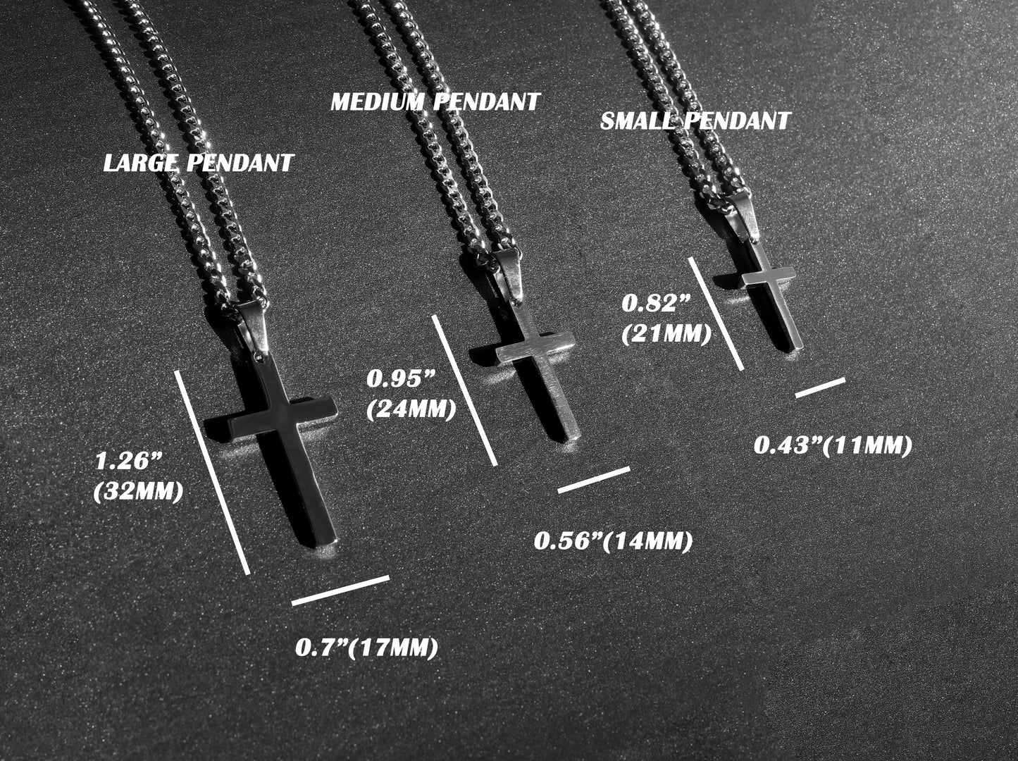 Men's Cross Necklace, Boys Cross Necklace, Waterproof Jewelry, Stainless Steel Silver Cross Necklace for Men