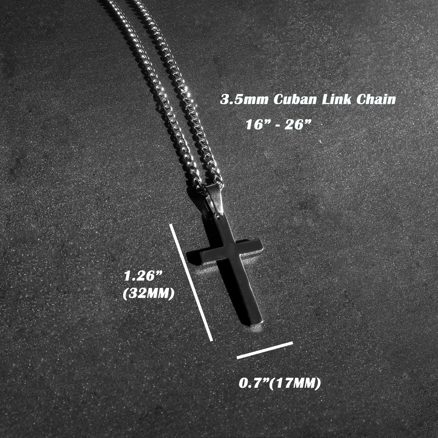Men's Necklace, Waterproof Cross Necklace, Stainless Steel Silver Necklace, Cuban Chain Necklace for Men, Men Cross Necklace, Boys Necklaces, Mens gift