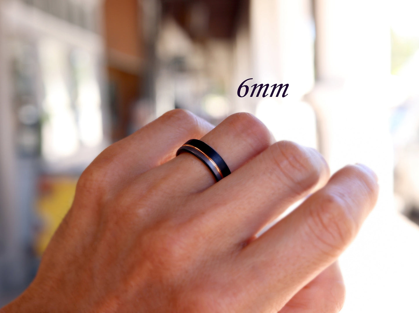 Men's Unique Wedding Band, Black & Silver Brushed Rose Gold Tungsten Ring, Mens Wedding Ring, Men Engagement Ring, Black Tungsten Ring