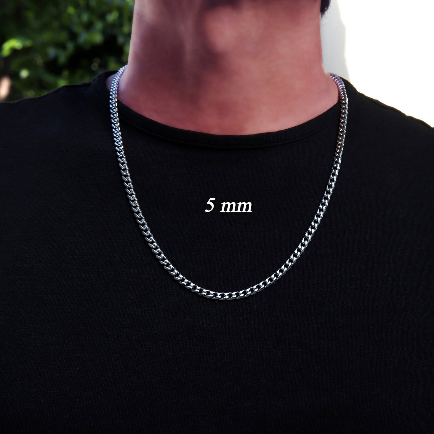 Men's Chain Necklace, Cuban Link Chain Necklace, Stainless Steel Silver Chain, 3.5mm to 9mm Cuban Chain Necklace for Men