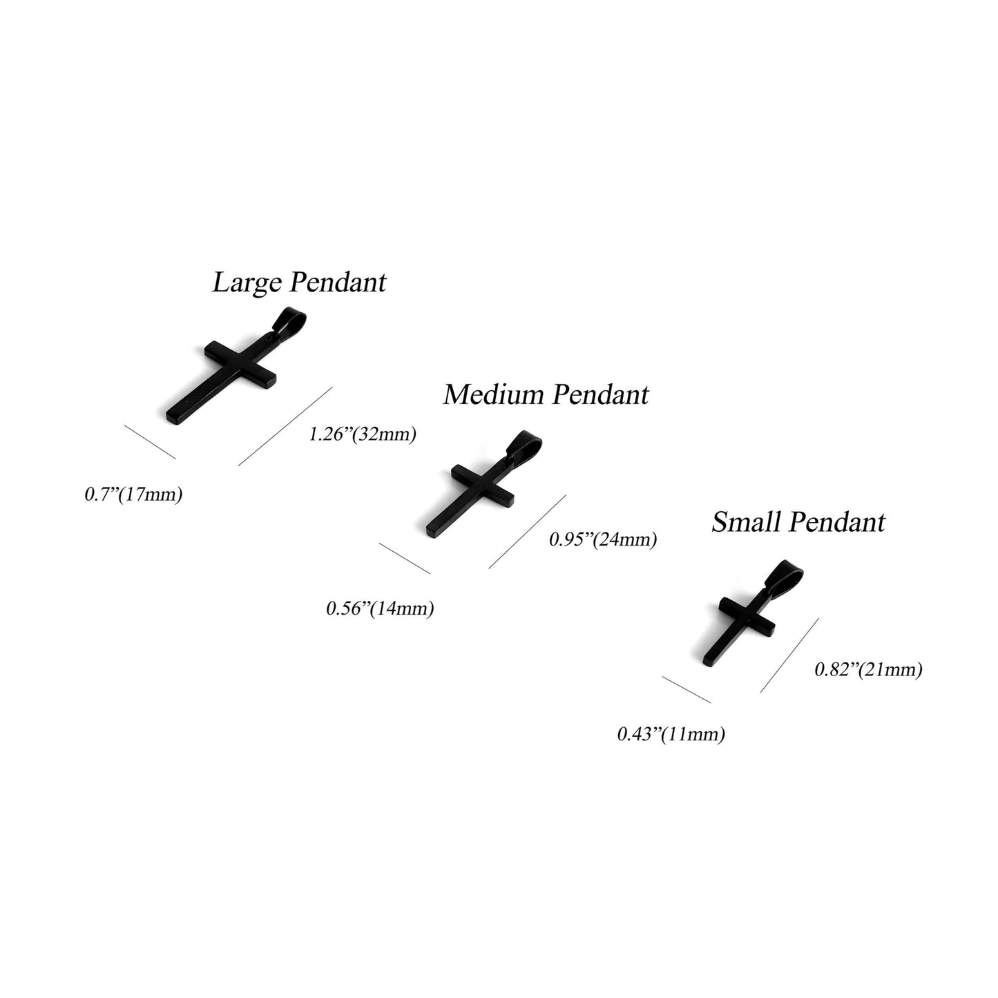 Men's Cross Pendant, Boys Cross Pendant, Black Cross Pendant for Men, Stainless Steel Cross Pendant, Chain Not Included
