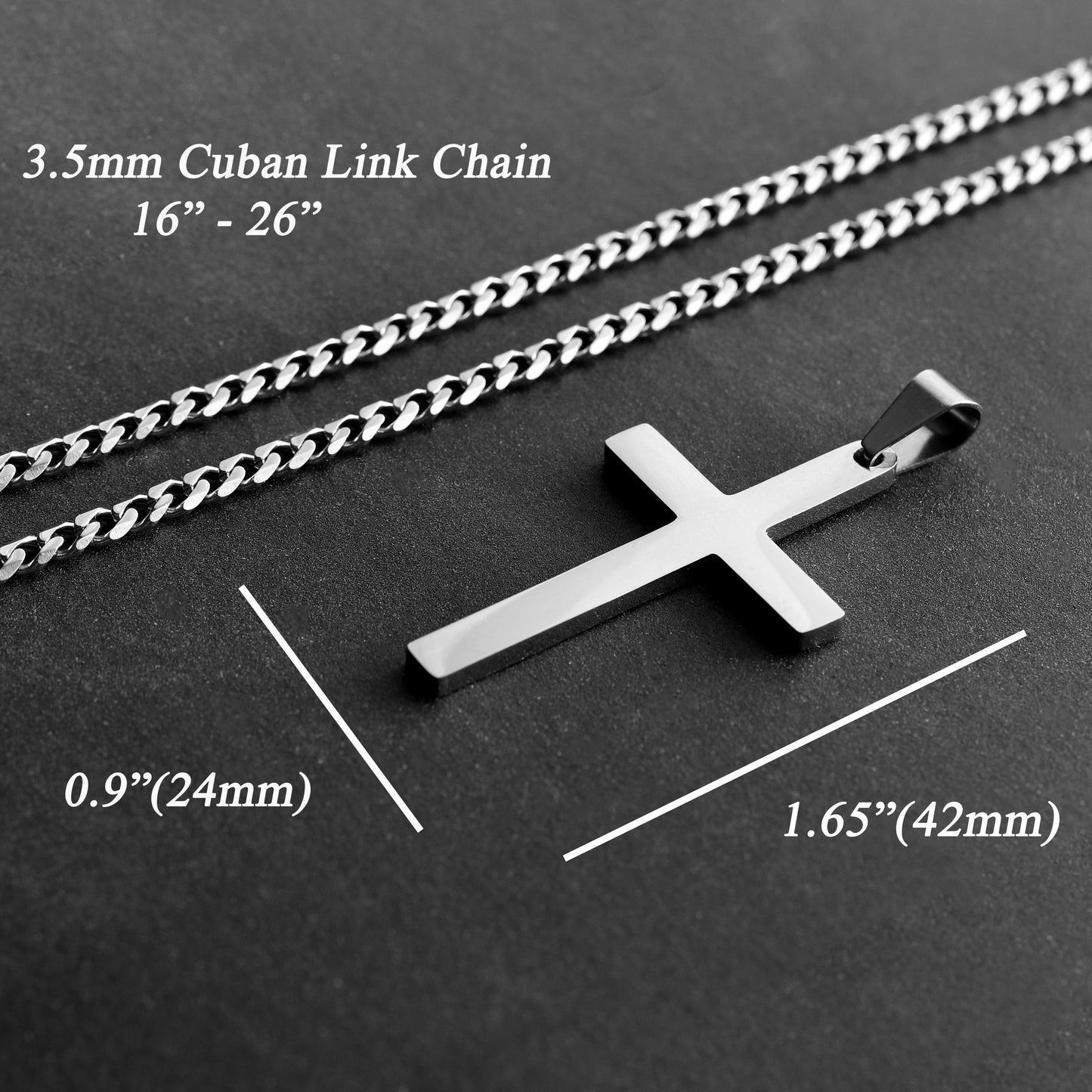 Large Cross Necklace For Men, Personalized Necklace, Engraved Necklace, Waterproof Necklace