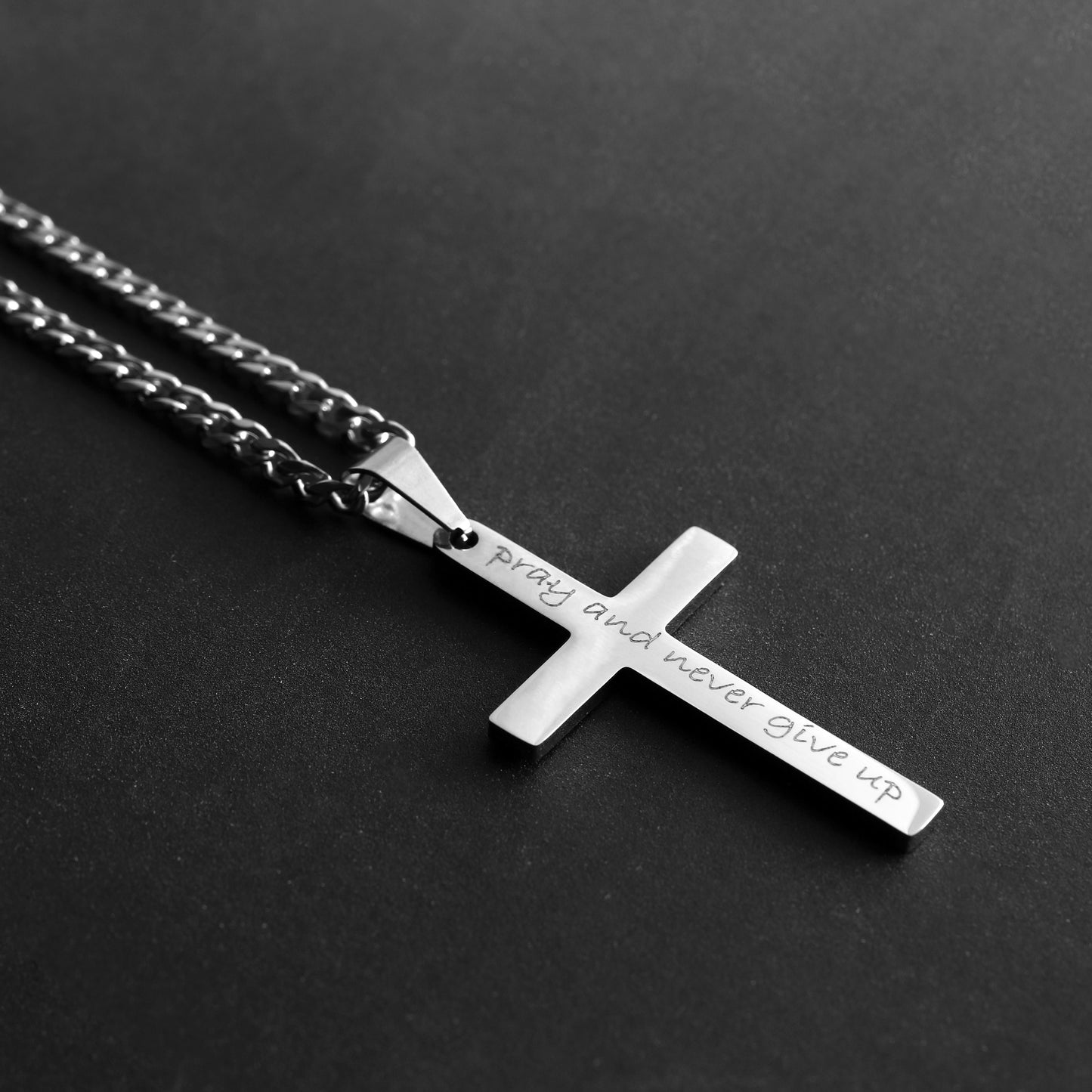 Large Cross Necklace For Men, Personalized Necklace, Engraved Necklace, Waterproof Necklace