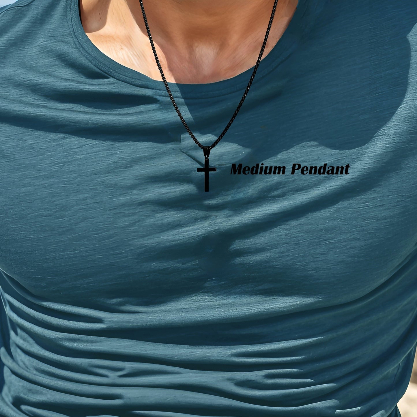 Black Cross Necklace for Men, Men's Cross Necklaces, Small Cross Necklace, Large Cross Necklace, Black Cross Pendant Necklace with Chain