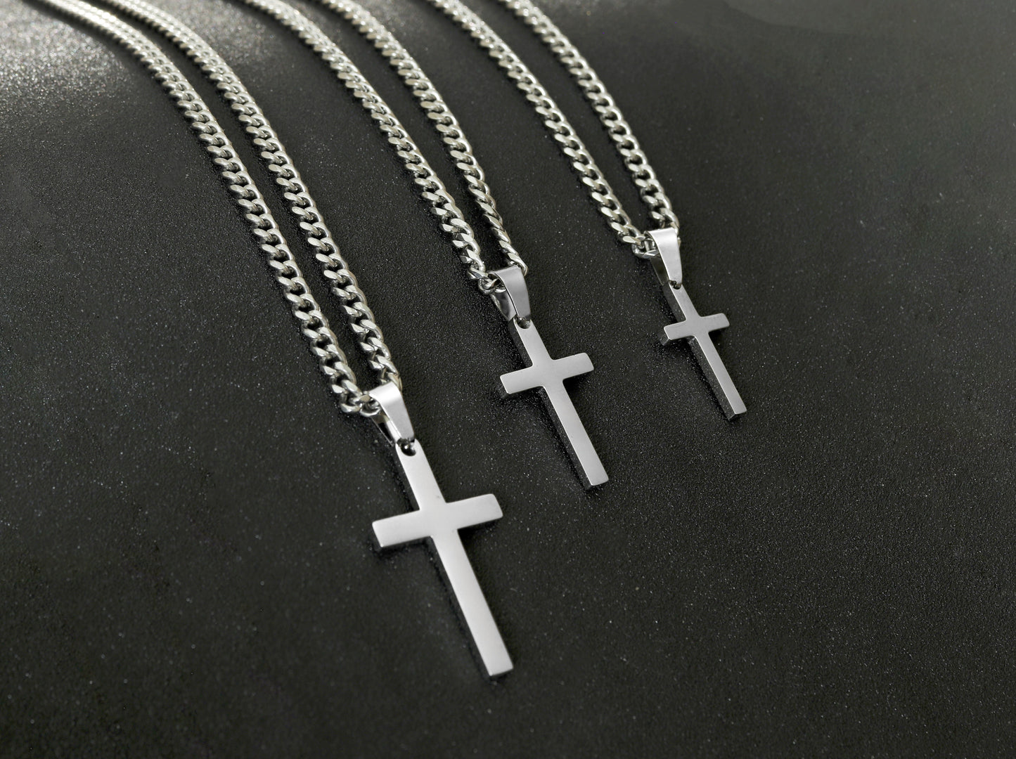 Men's Cross Necklace, Boys Cross Necklace, Waterproof Jewelry, Stainless Steel Silver Cross Necklace for Men