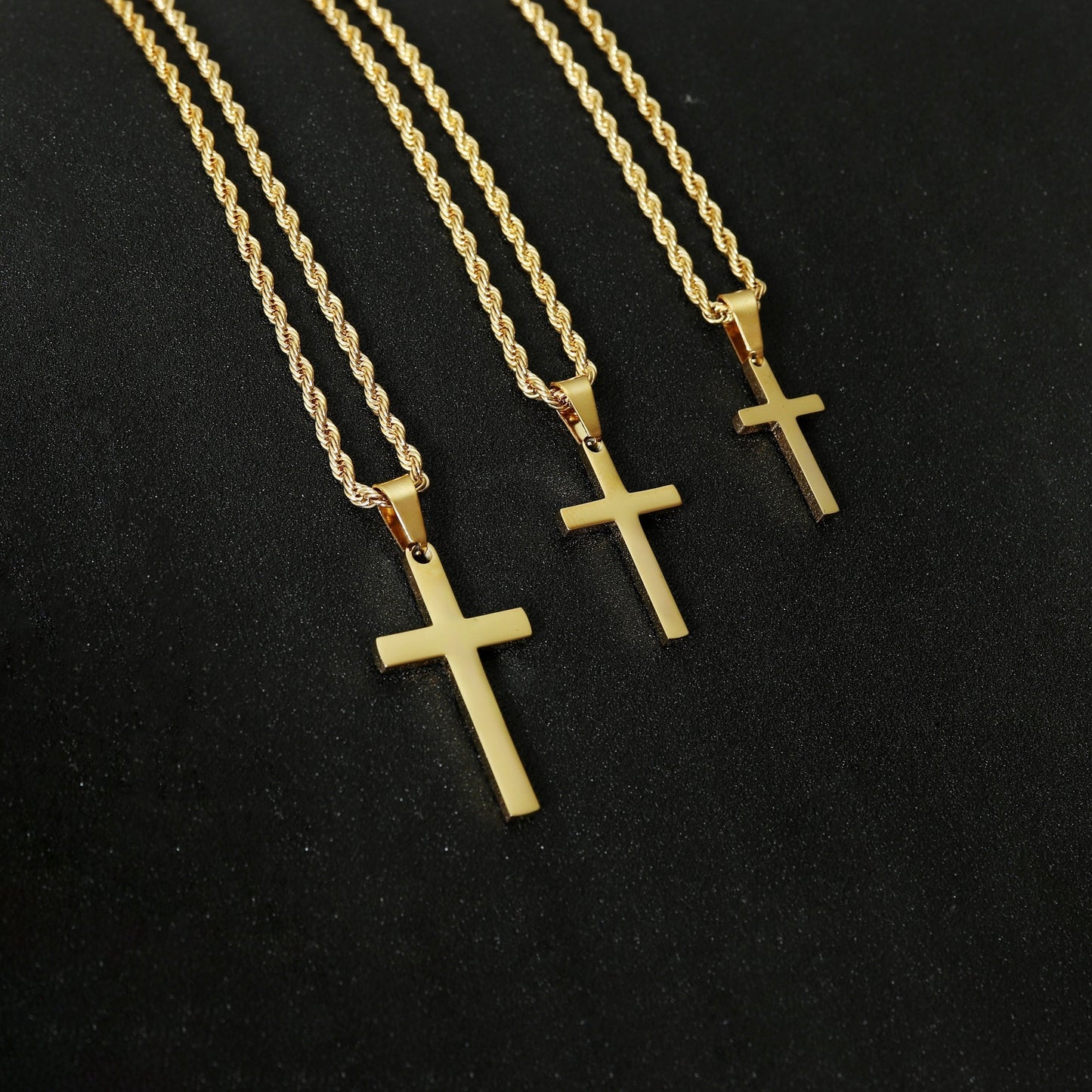 Cross Necklace Men Cross Pendant Stainless Steel Gold Cross Chain Men Rope Chain Necklace Men Gift for Boyfriend Necklace for Boys Cross Necklace