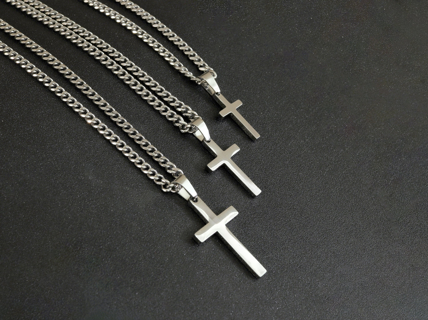 Men's Cross Necklace, Boys Cross Necklace, Waterproof Jewelry, Stainless Steel Silver Cross Necklace for Men