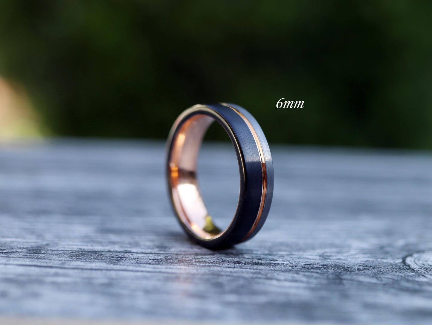 Men's Unique Wedding Band, Black & Silver Brushed Rose Gold Tungsten Ring, Mens Wedding Ring, Men Engagement Ring, Black Tungsten Ring
