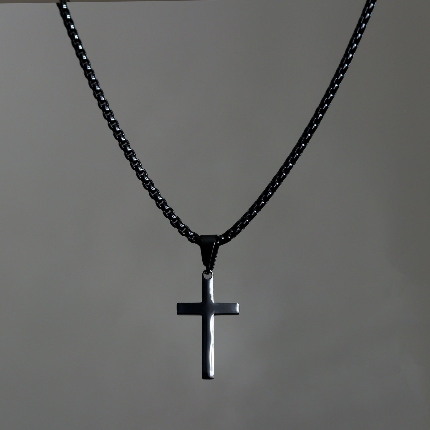 Black Cross Necklace for Men, Men's Cross Necklaces, Small Cross Necklace, Large Cross Necklace, Black Cross Pendant Necklace with Chain
