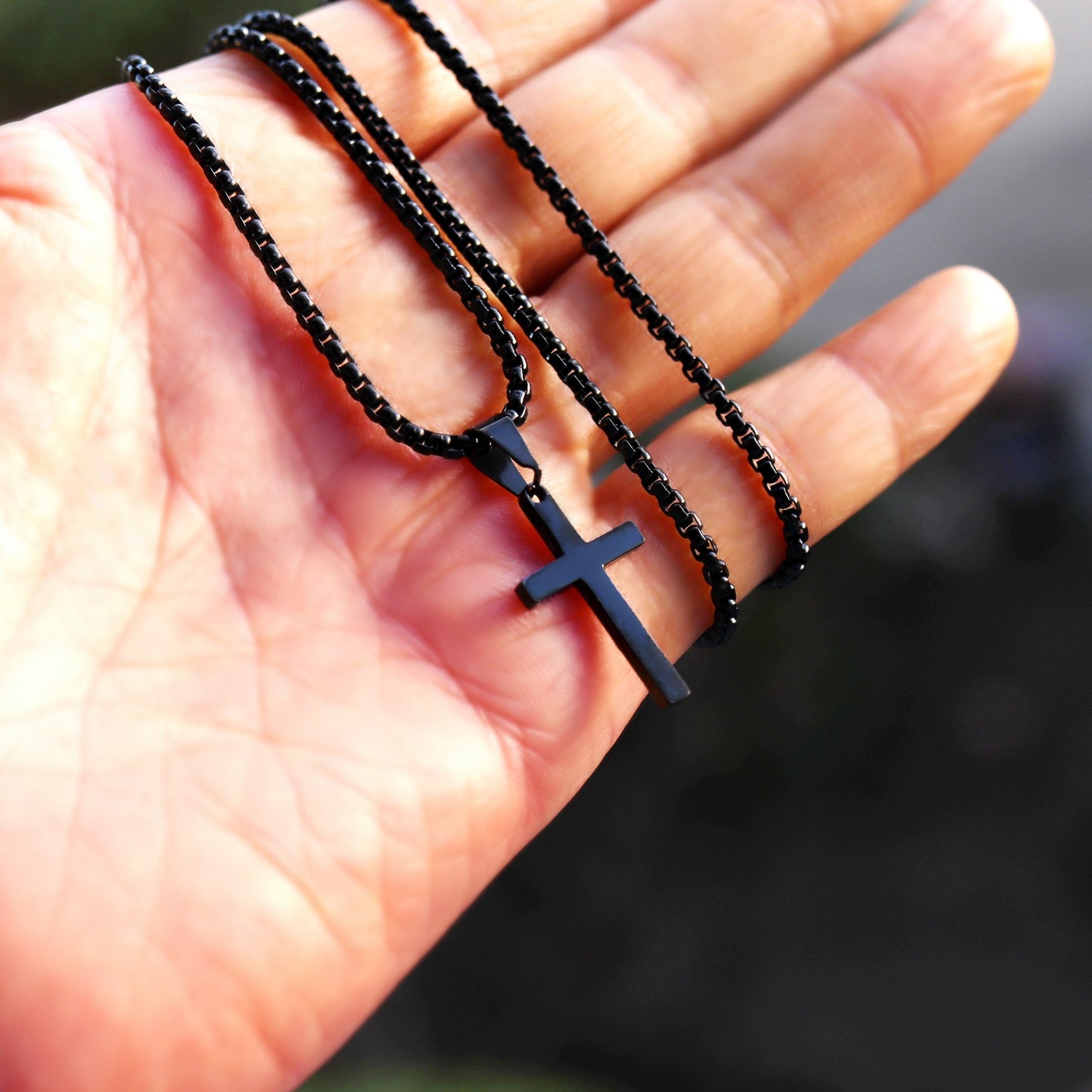 Black Cross Necklace for Men, Men's Cross Necklaces, Small Cross Necklace, Large Cross Necklace, Black Cross Pendant Necklace with Chain