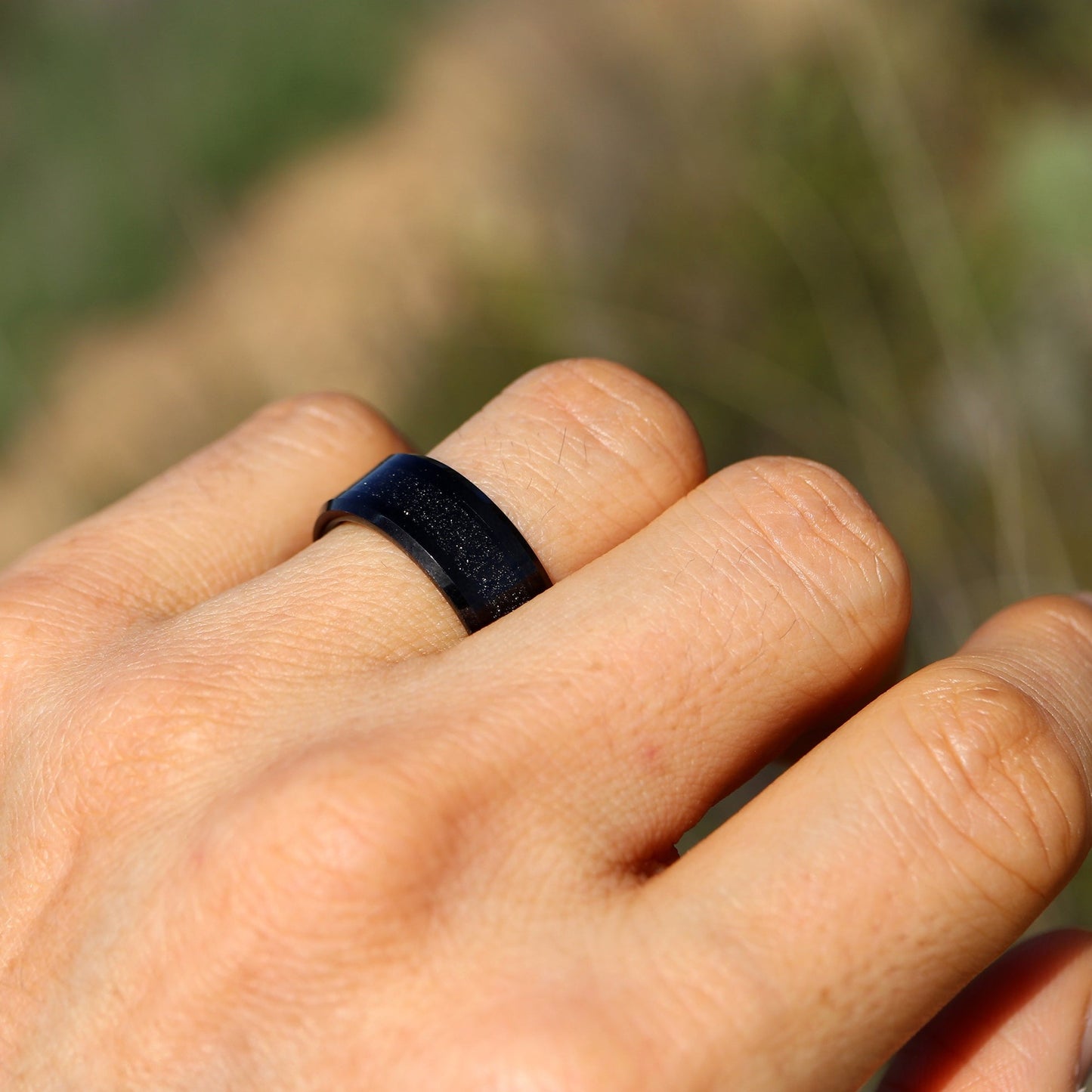 Custom Nebula Ring, Men's Black Wedding Band, Galaxy Black Sandstone Ring, Promise Ring, Outer Space Ring, Engagement Ring, Anniversary Gift