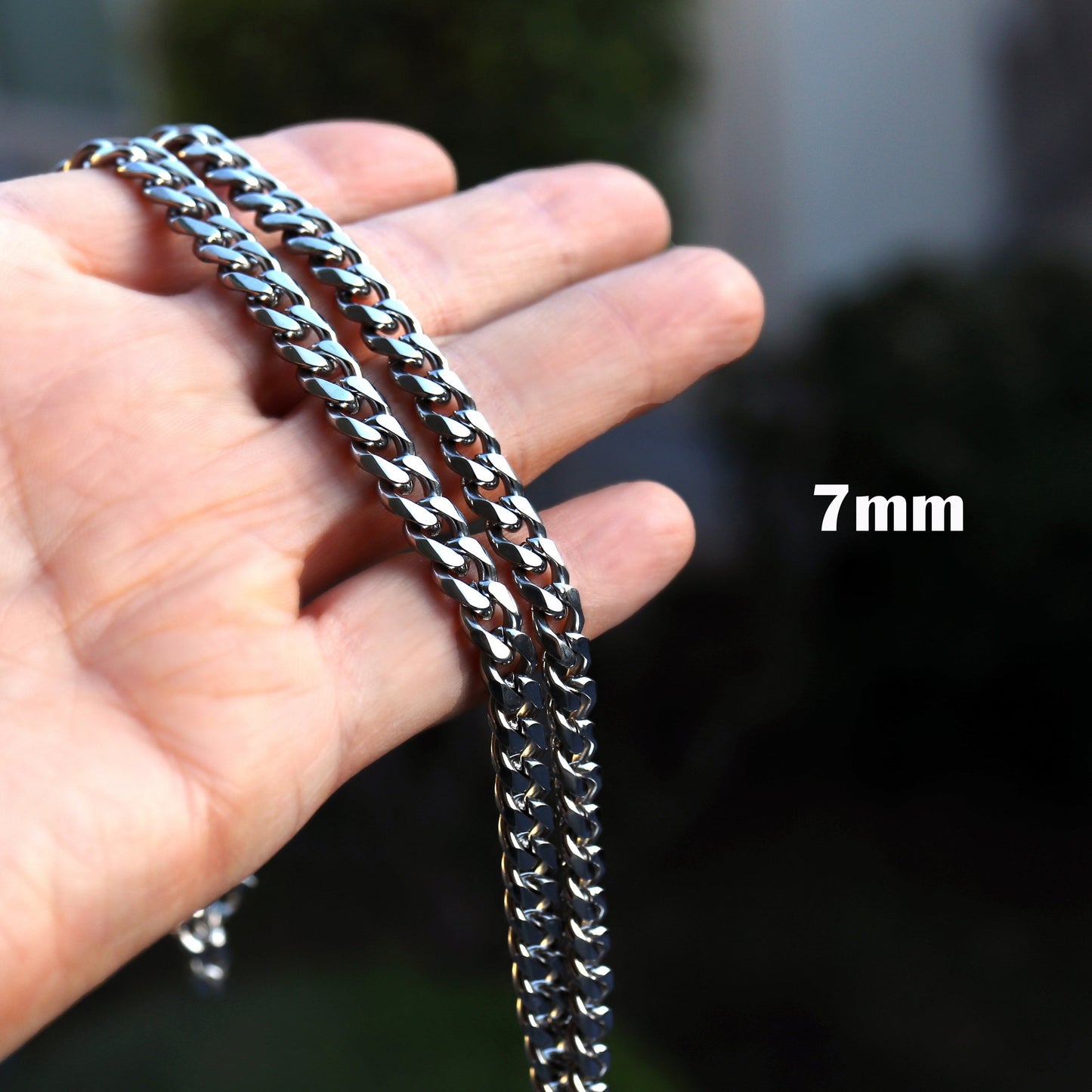 Men's Chain Necklace, Cuban Link Chain Necklace, Stainless Steel Silver Chain, 3.5mm to 9mm Cuban Chain Necklace for Men