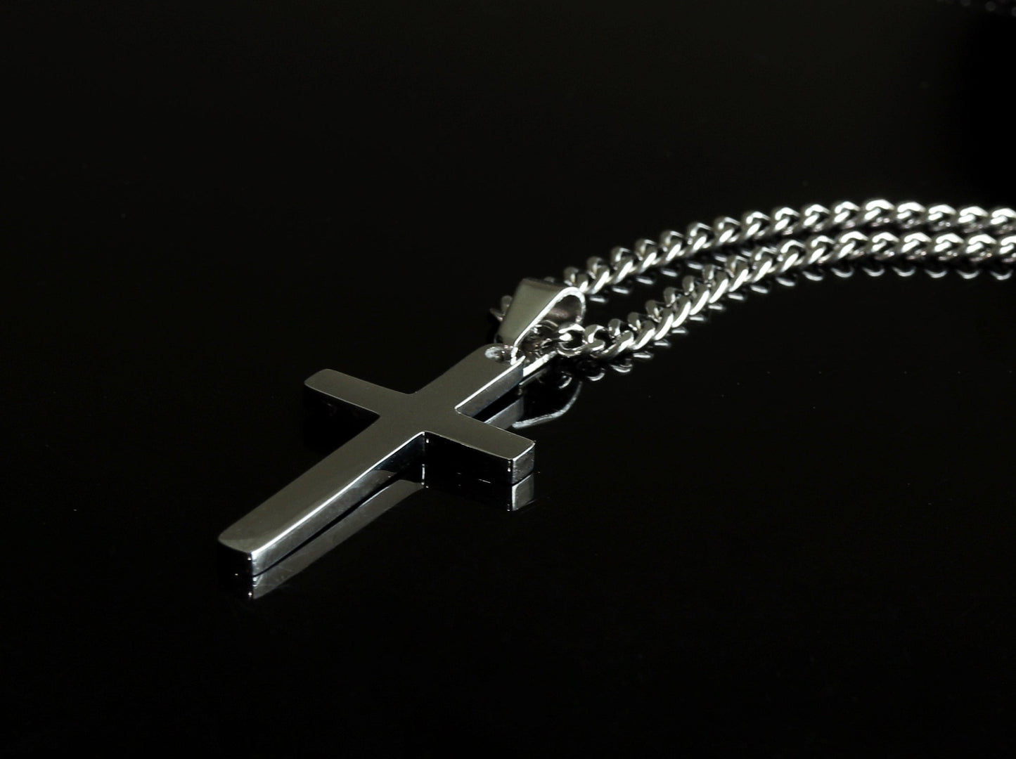 Men's Cross Necklace, Boys Cross Necklace, Waterproof Jewelry, Stainless Steel Silver Cross Necklace for Men