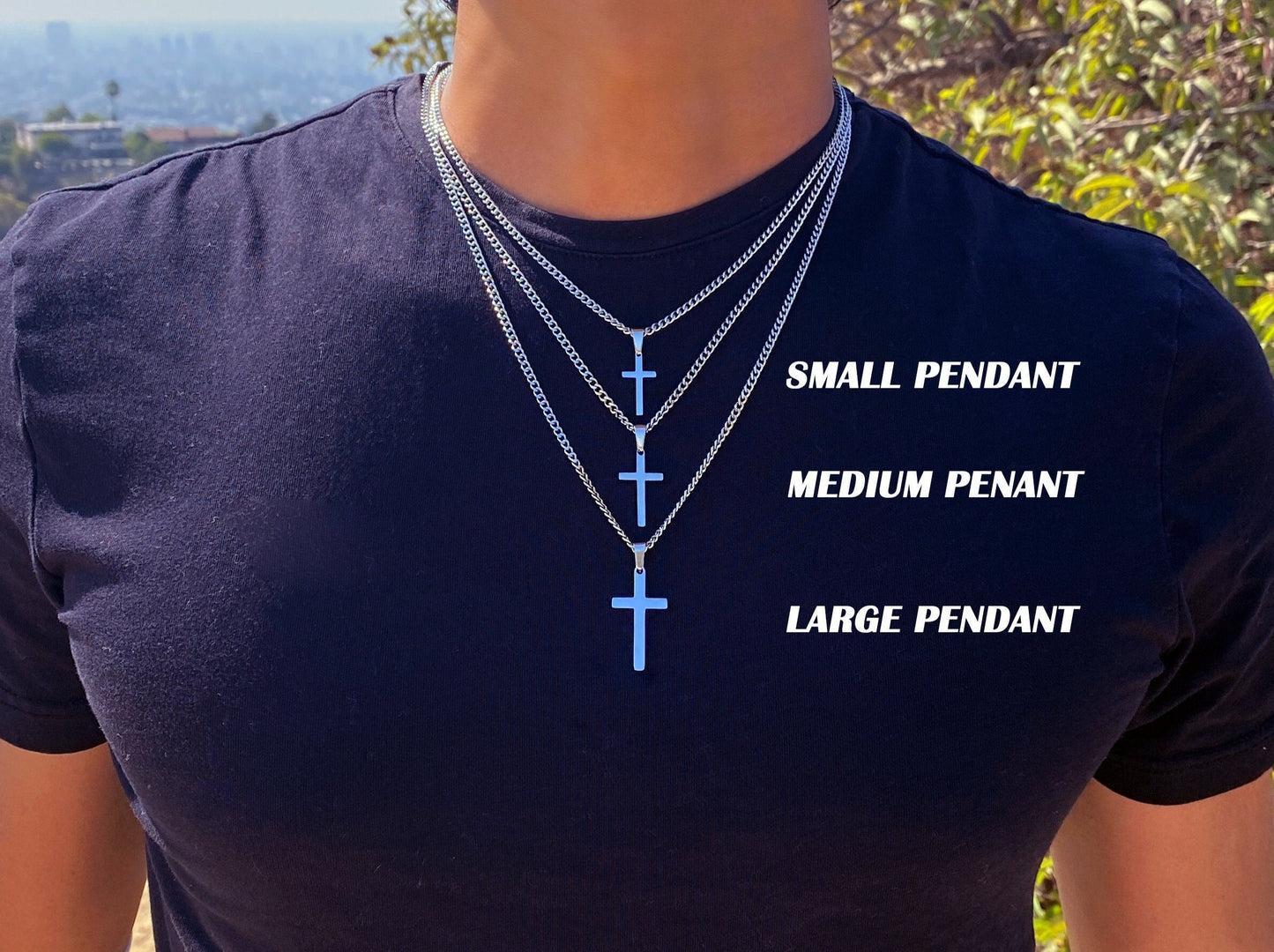 Men's Cross Necklace, Boys Cross Necklace, Waterproof Jewelry, Stainless Steel Silver Cross Necklace for Men
