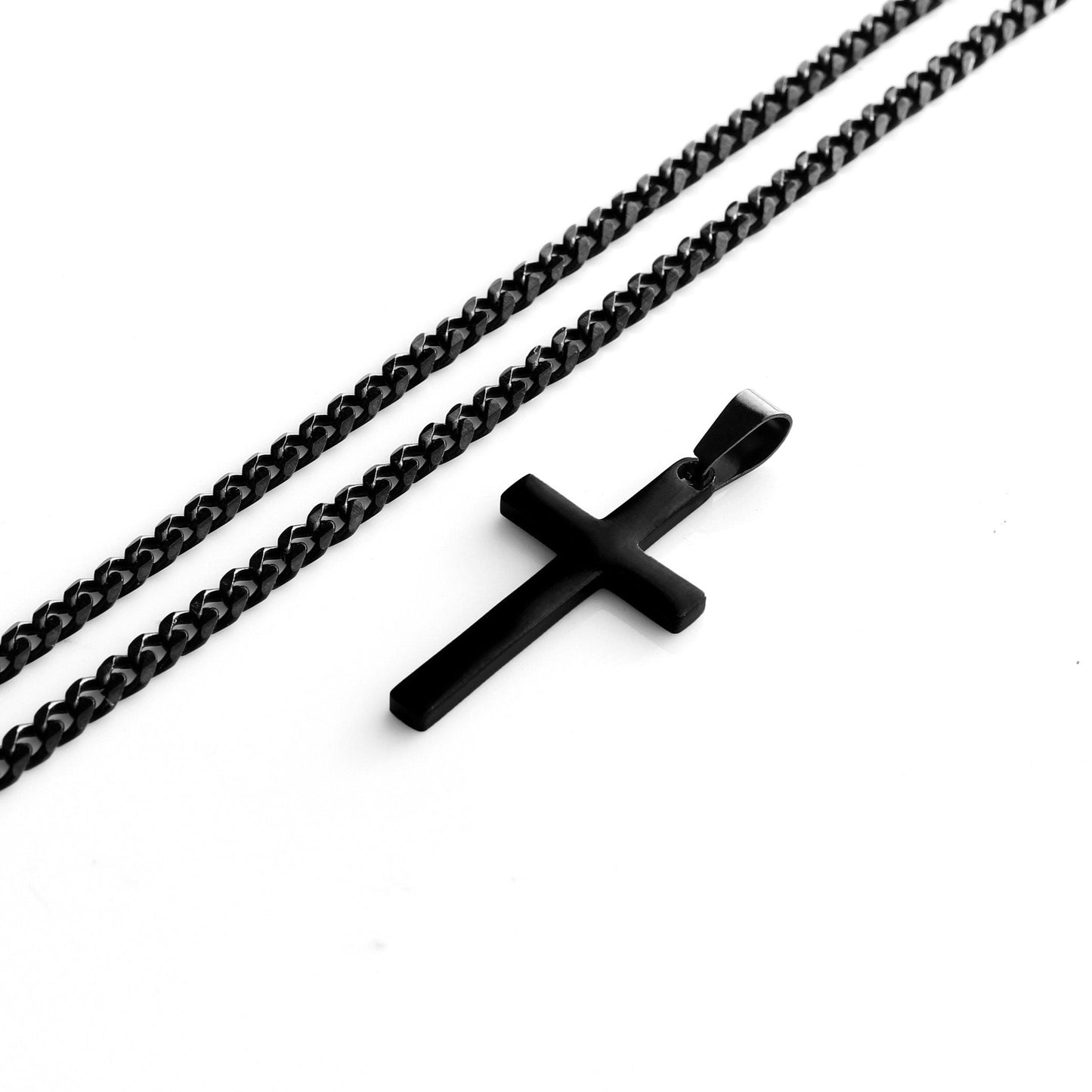 Customized Cross Necklace, Engraved Cross Necklace, Men's Cross Necklace, Personalized Necklace, Boys Cross Necklace, Black Cross Necklace