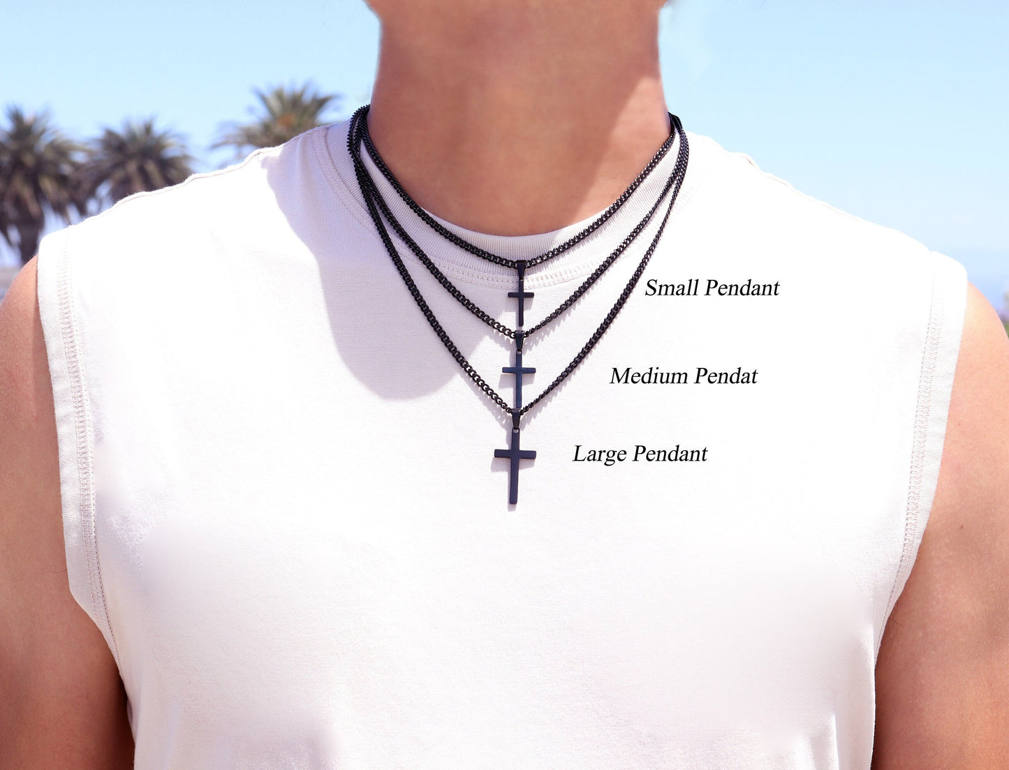 Men's Cross Pendant, Boys Cross Pendant, Black Cross Pendant for Men, Stainless Steel Cross Pendant, Chain Not Included
