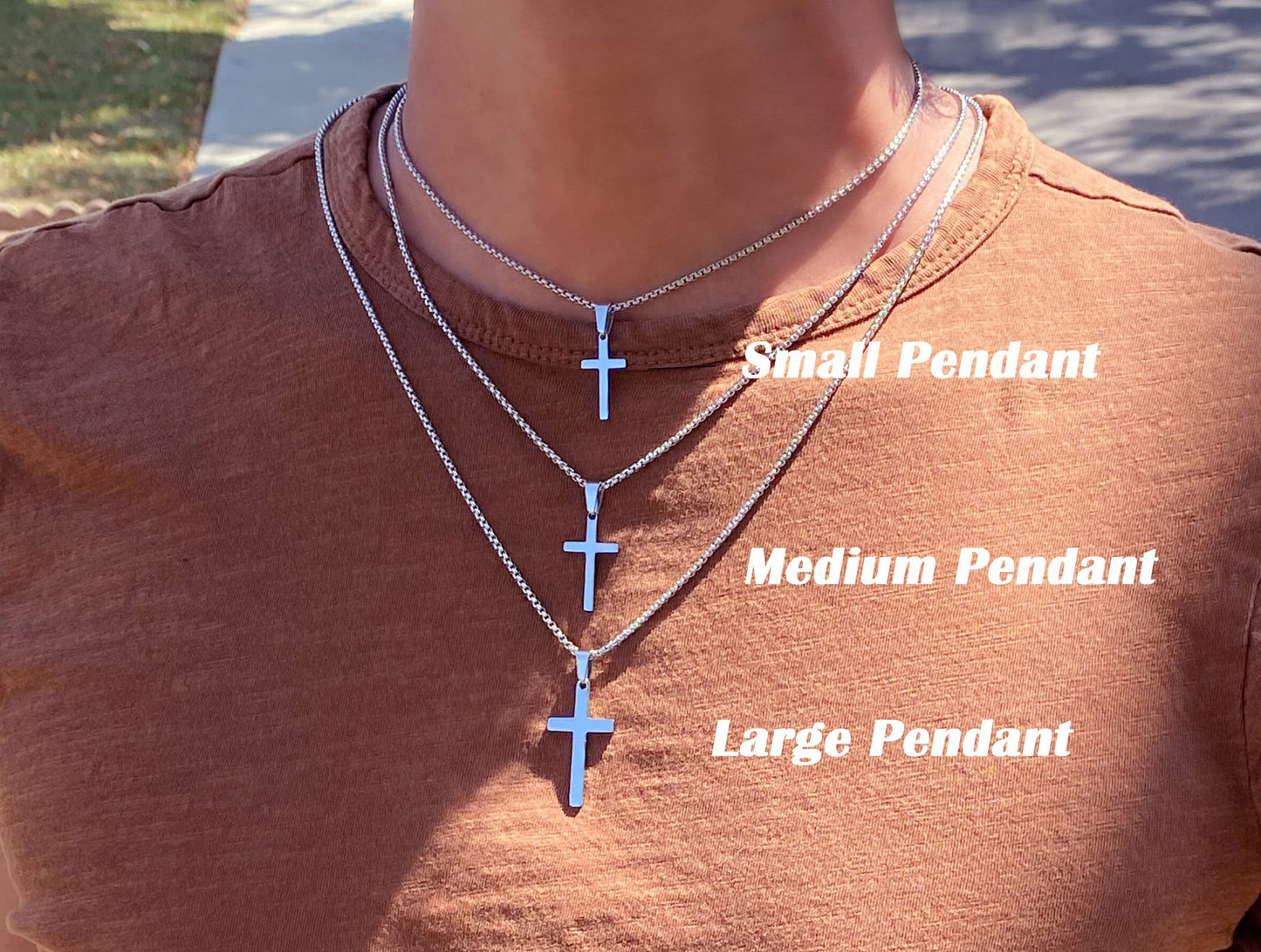 Cross Necklace, Stainless Steel Silver Cross Pendant, Mens Cross Necklace, Cross Necklace for Women, Boys Cross Necklace, Christmas Gift