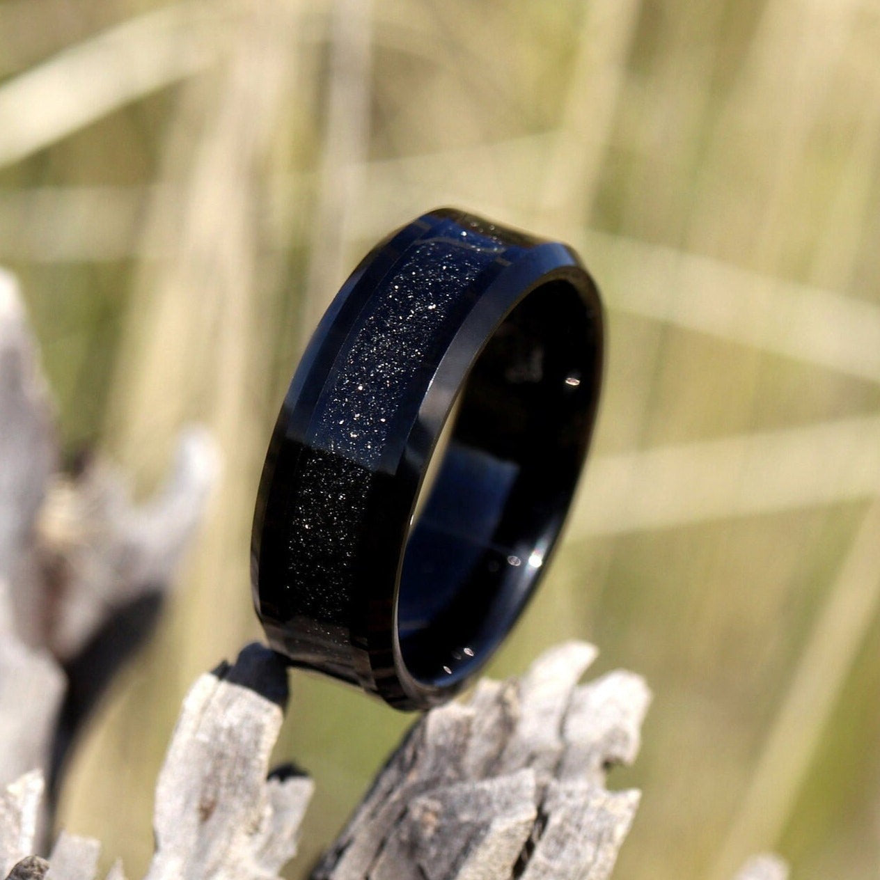 Custom Nebula Ring, Men's Black Wedding Band, Galaxy Black Sandstone Ring, Promise Ring, Outer Space Ring, Engagement Ring, Anniversary Gift