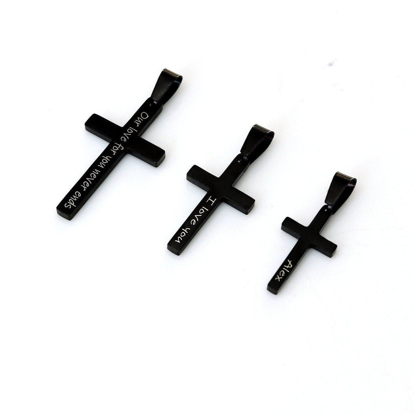 Men's Cross Pendant, Boys Cross Pendant, Black Cross Pendant for Men, Stainless Steel Cross Pendant, Chain Not Included