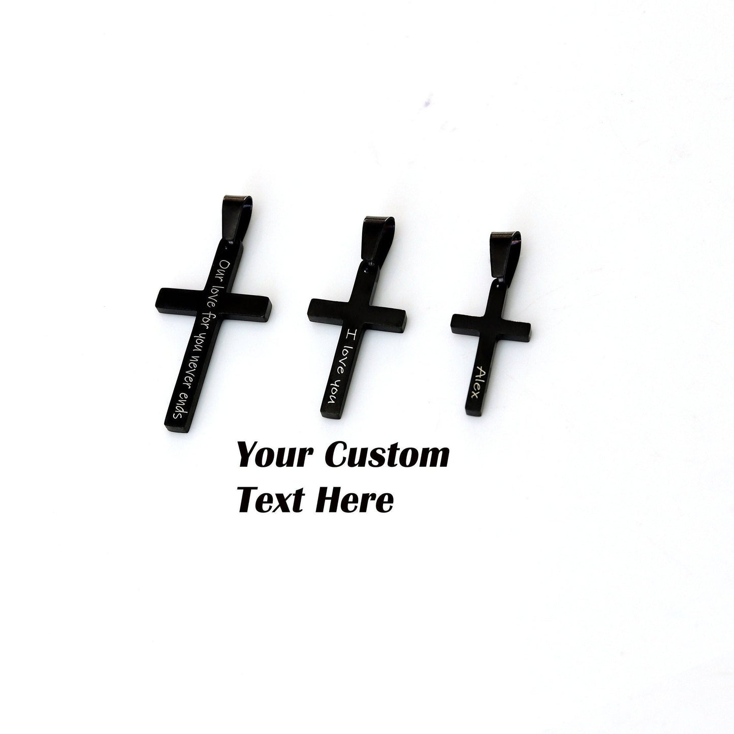 Men's Cross Pendant, Boys Cross Pendant, Black Cross Pendant for Men, Stainless Steel Cross Pendant, Chain Not Included