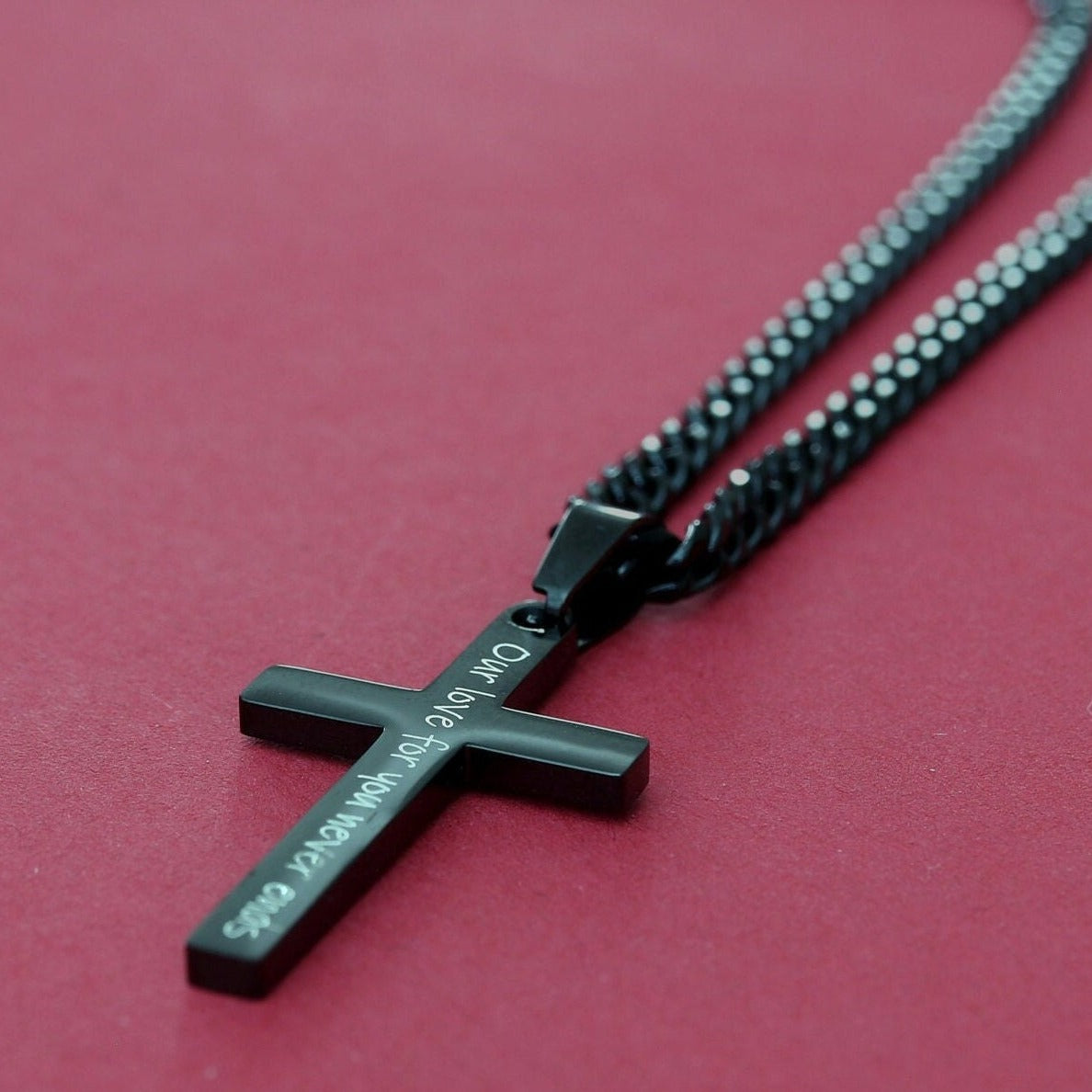 Customized Cross Necklace, Engraved Cross Necklace, Men's Cross Necklace, Personalized Necklace, Boys Cross Necklace, Black Cross Necklace