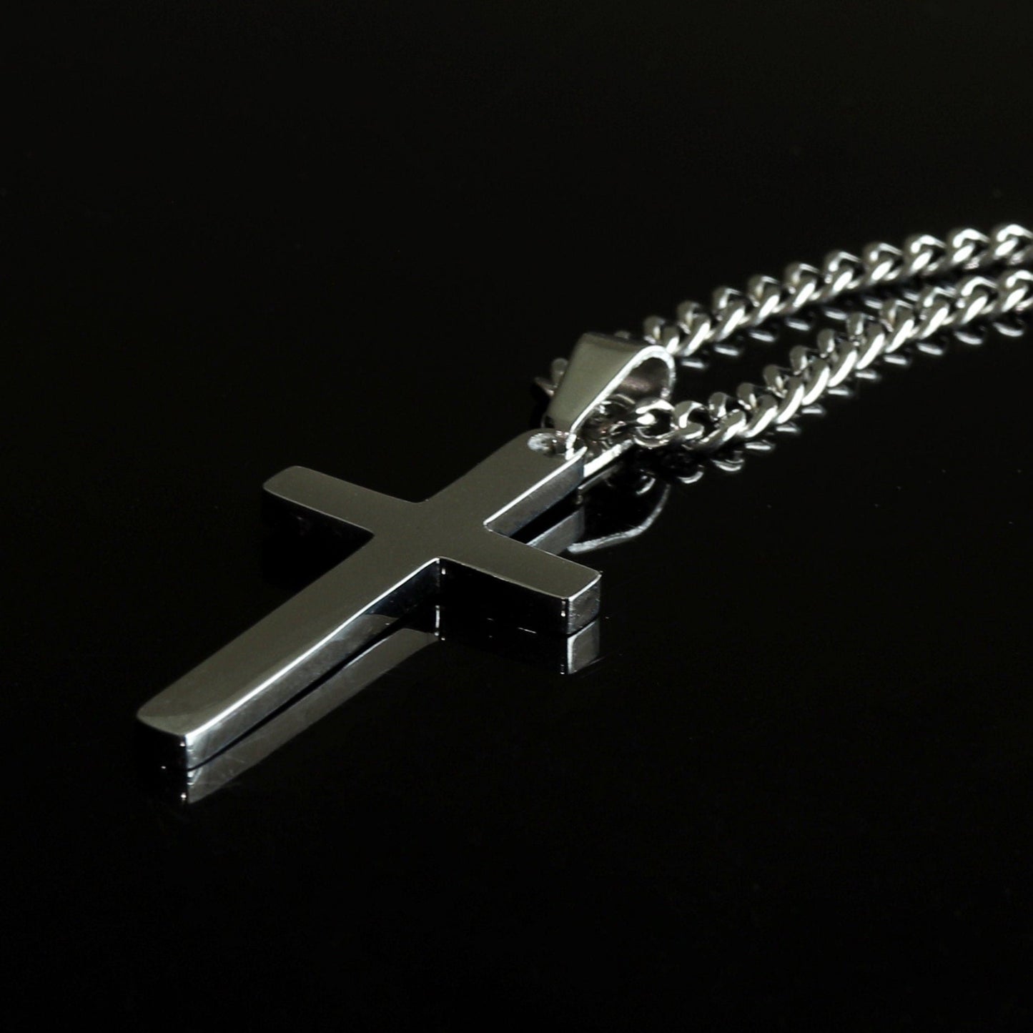 Men's Necklace, Waterproof Cross Necklace, Stainless Steel Silver Necklace, Cuban Chain Necklace for Men, Men Cross Necklace, Boys Necklaces, Mens gift