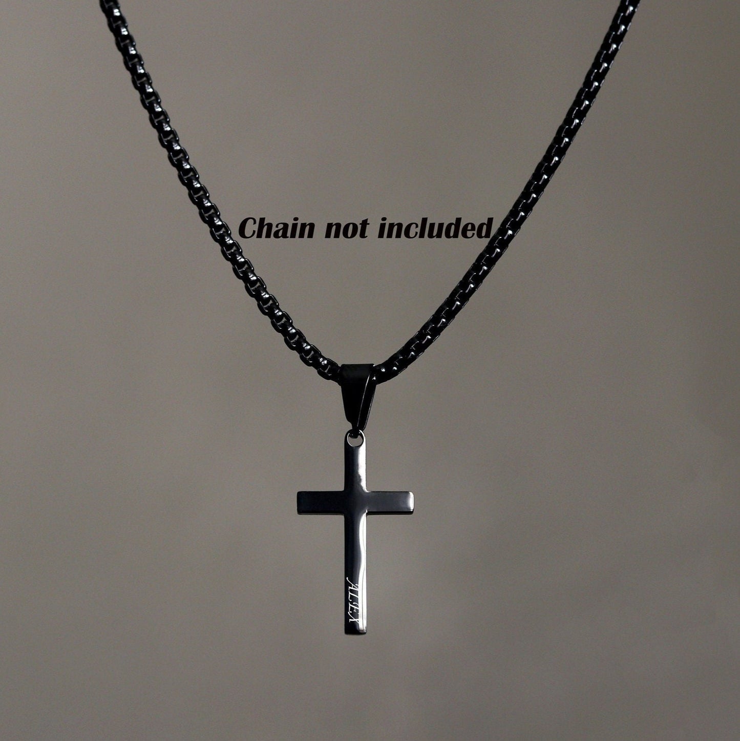 Men's Cross Pendant, Boys Cross Pendant, Black Cross Pendant for Men, Stainless Steel Cross Pendant, Chain Not Included