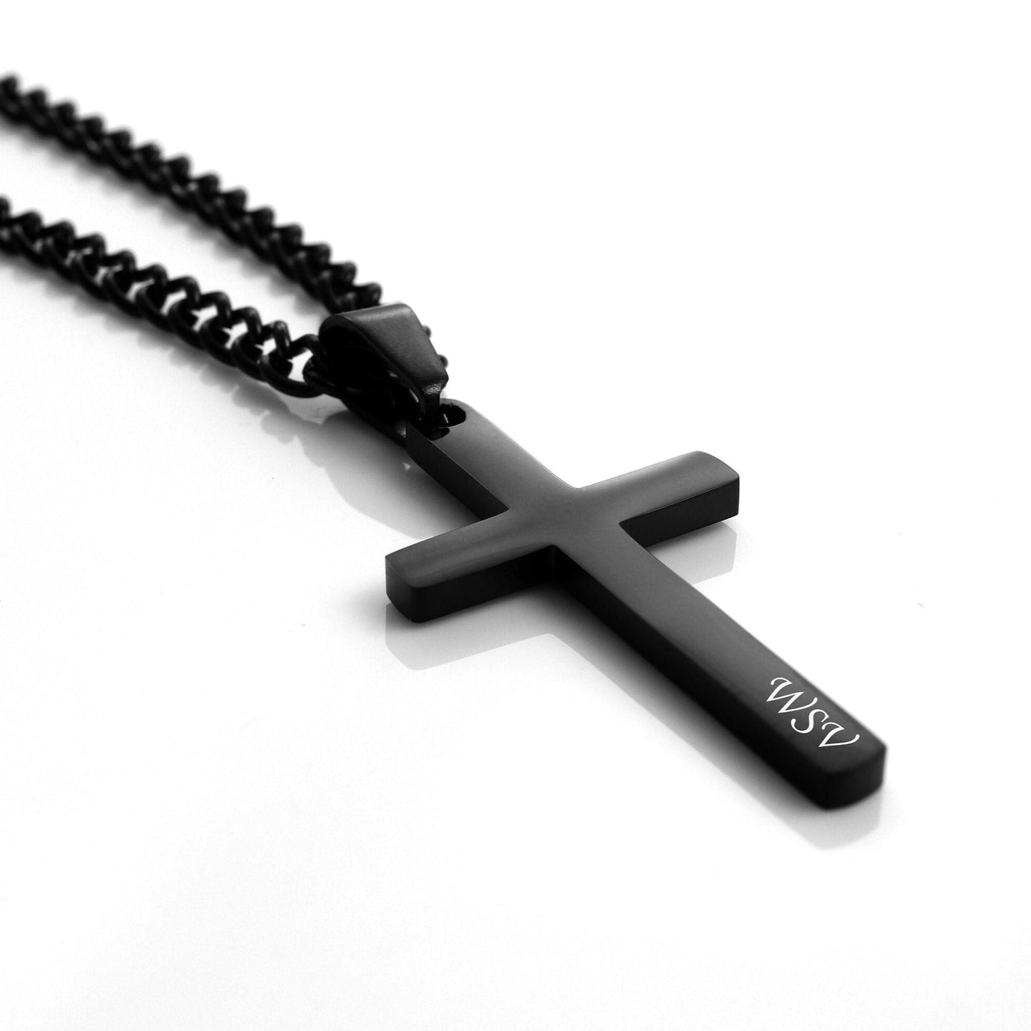 Customized Cross Necklace, Engraved Cross Necklace, Men's Cross Necklace, Personalized Necklace, Boys Cross Necklace, Black Cross Necklace