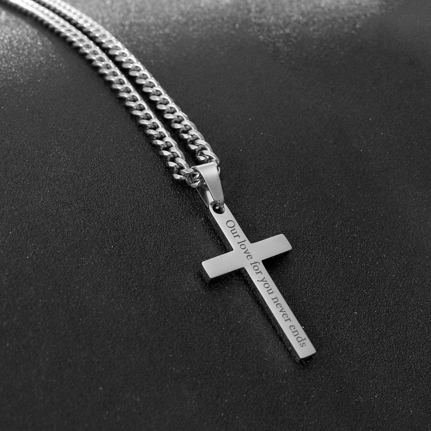 Men's Necklace, Waterproof Cross Necklace, Stainless Steel Silver Necklace, Cuban Chain Necklace for Men, Men Cross Necklace, Boys Necklaces, Mens gift