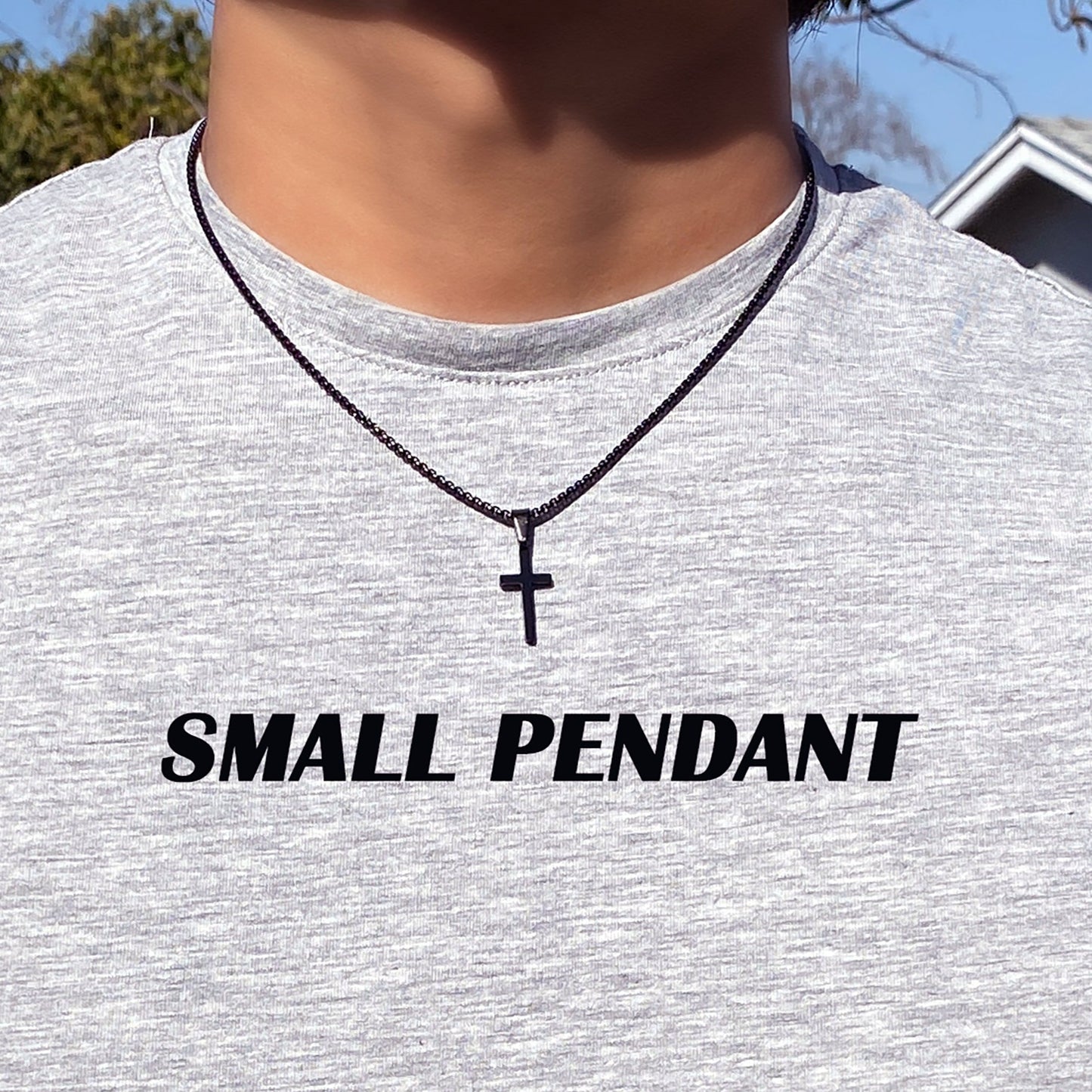 Black Cross Necklace for Men, Men's Cross Necklaces, Small Cross Necklace, Large Cross Necklace, Black Cross Pendant Necklace with Chain