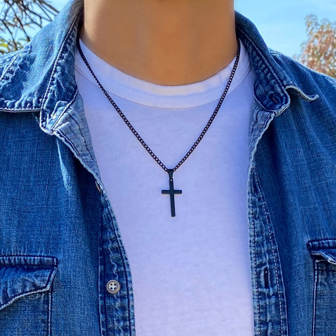 Customized Cross Necklace, Engraved Cross Necklace, Men's Cross Necklace, Personalized Necklace, Boys Cross Necklace, Black Cross Necklace