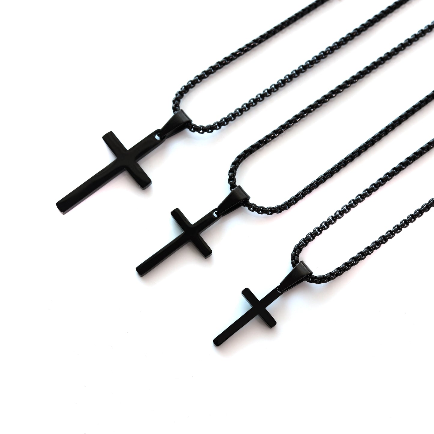 Black Cross Necklace for Men, Men's Cross Necklaces, Small Cross Necklace, Large Cross Necklace, Black Cross Pendant Necklace with Chain
