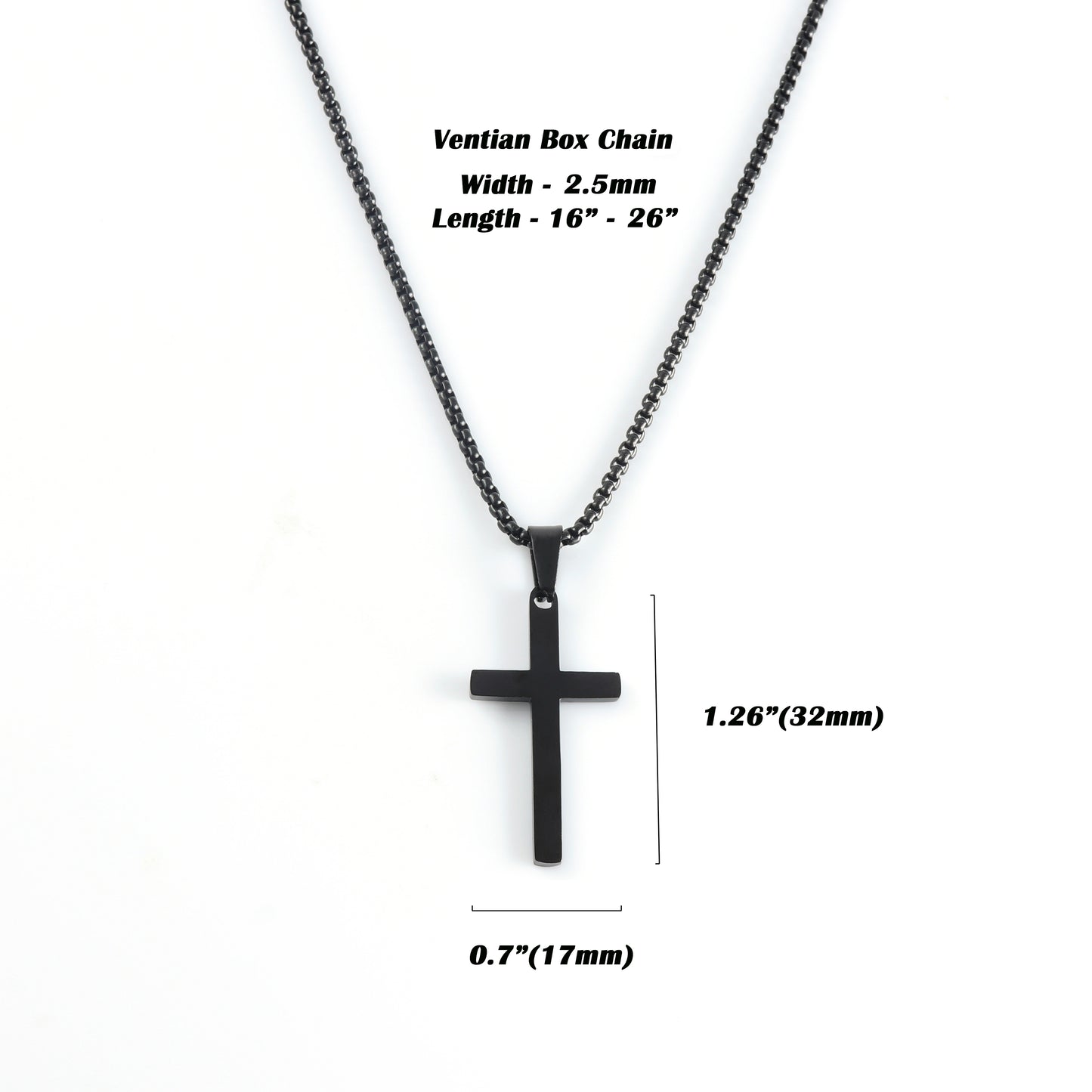 Cross Necklace, Personalized Gift for Him, Custom Necklace for Men, Black Cross Pendant Chain