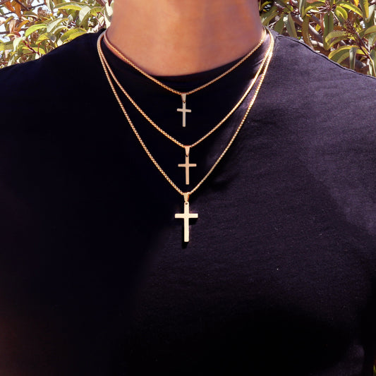 Cross Necklace, Stainless Steel Gold Cross Pendant, Mens Cross Necklace, Cross Necklace for Women, Boys Cross Necklace, Christmas Gift