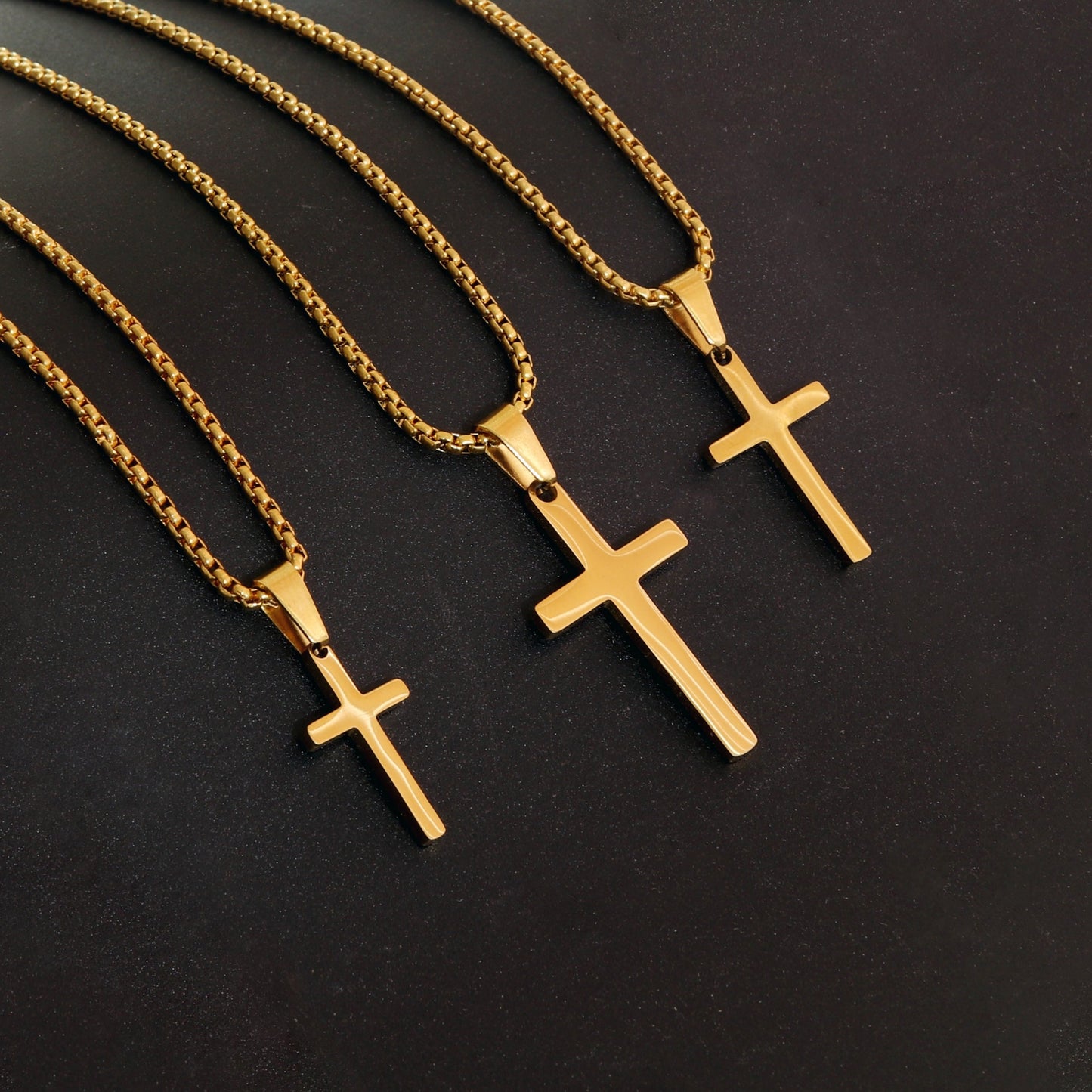 Cross Necklace, Stainless Steel Gold Cross Pendant, Mens Cross Necklace, Cross Necklace for Women, Boys Cross Necklace, Christmas Gift