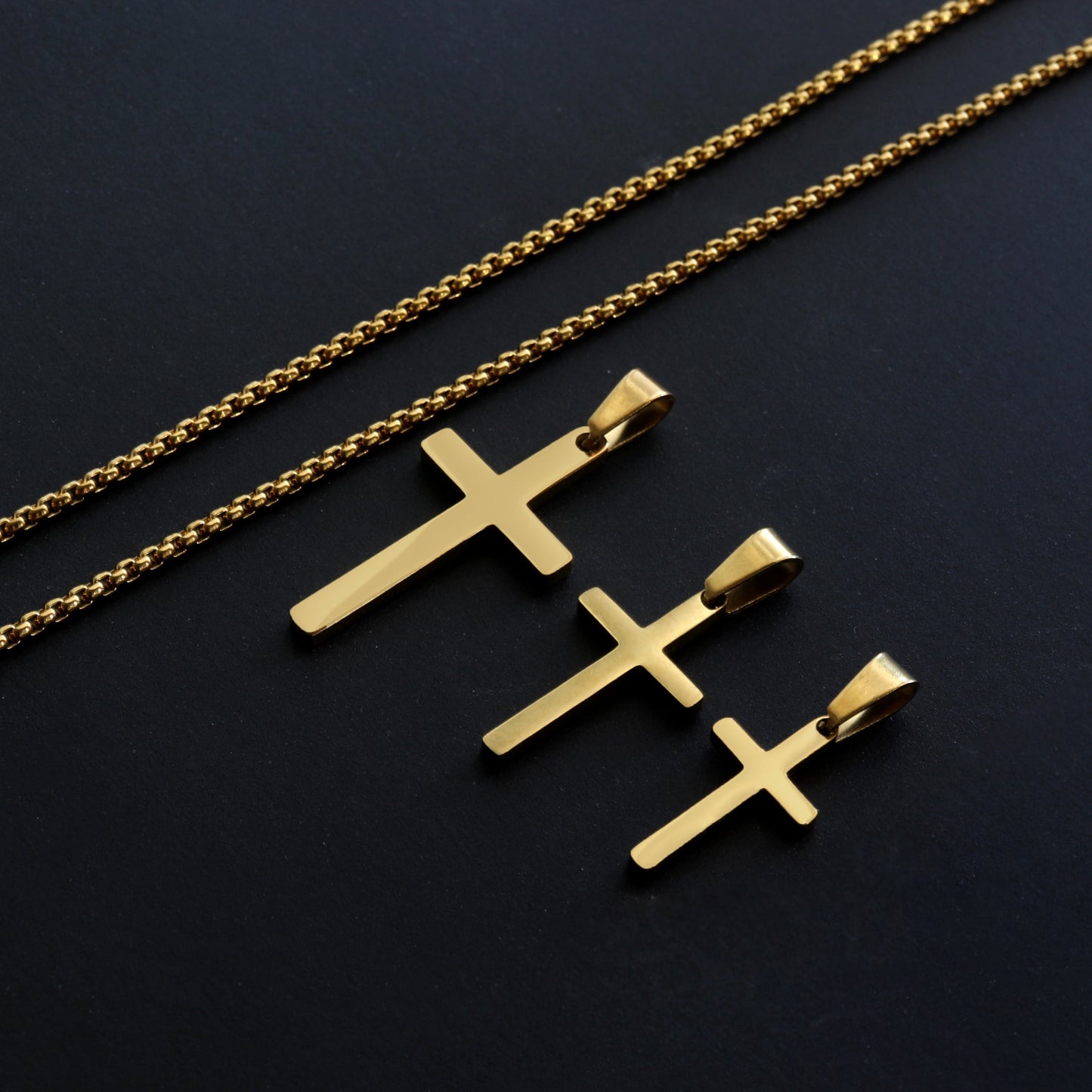 Cross Necklace, Stainless Steel Gold Cross Pendant, Mens Cross Necklace, Cross Necklace for Women, Boys Cross Necklace, Christmas Gift