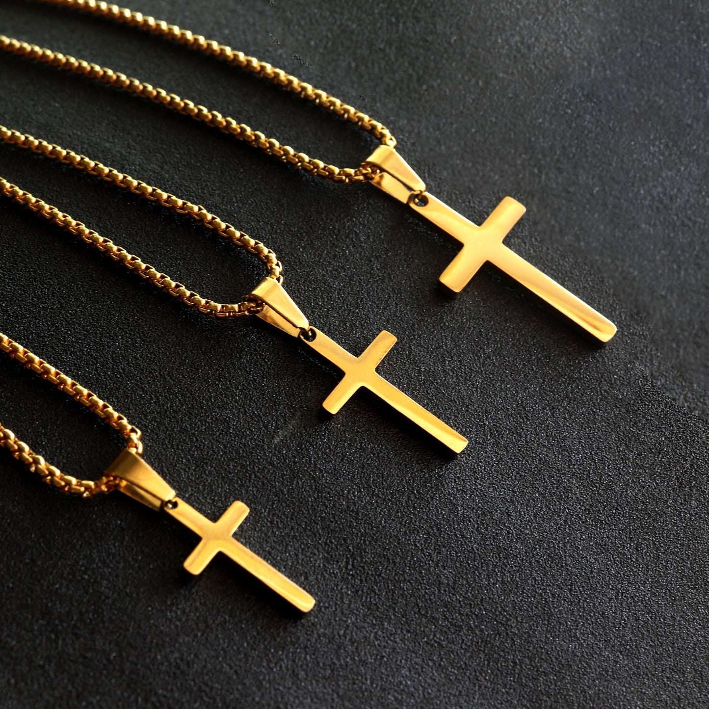 Cross Necklace, Stainless Steel Gold Cross Pendant, Mens Cross Necklace, Cross Necklace for Women, Boys Cross Necklace, Christmas Gift