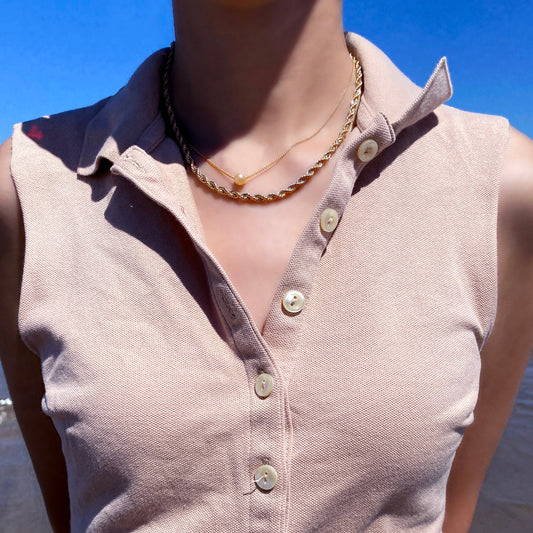 Rope Chain Necklace, 4mm Stainless Steel Gold Chain, Men's Jewelry