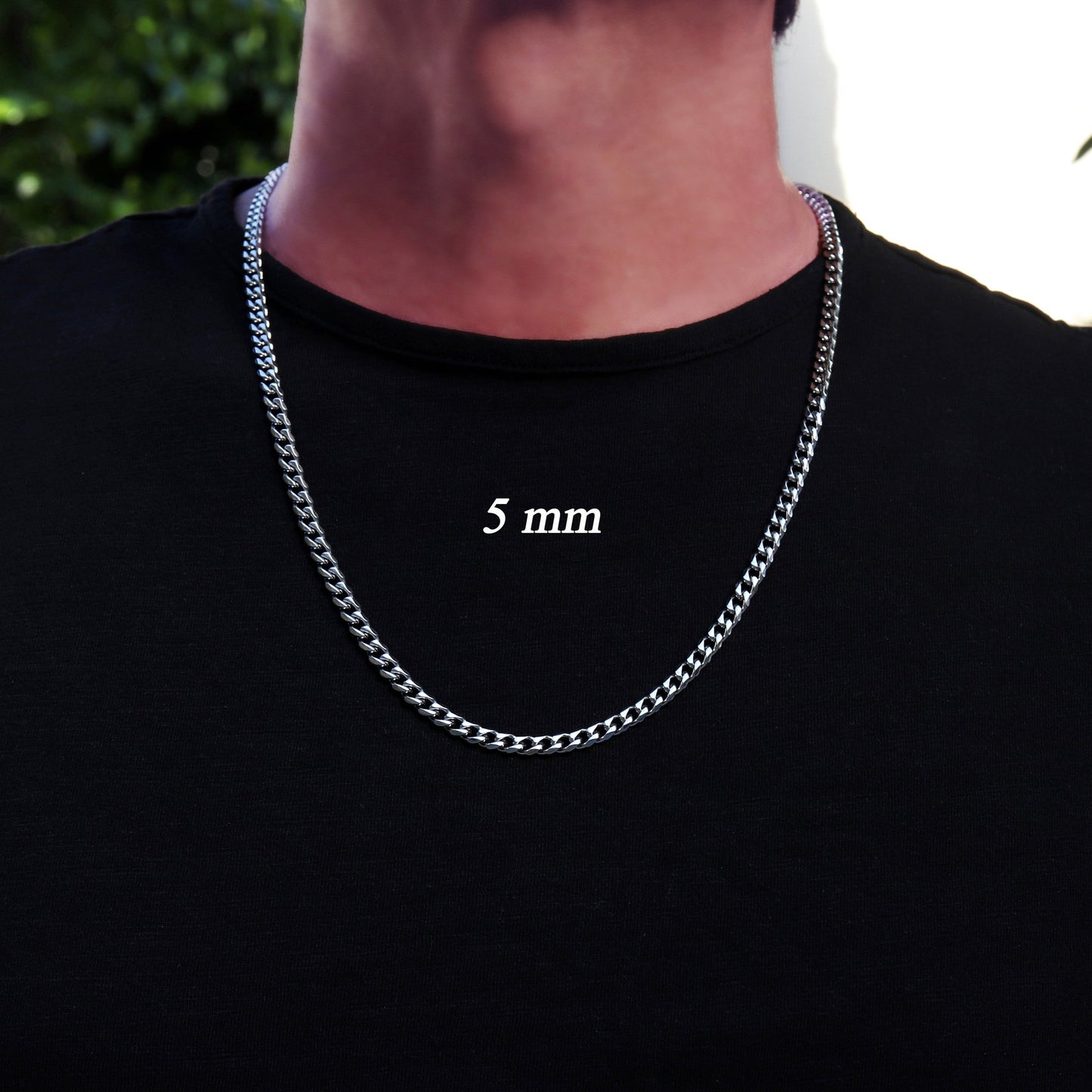 Miami Cuban Chain, Cuban Link Chain, Mens Chain Necklace, Waterproof Chain Necklace, Stainless Steel Silver Chain, 3.5mm,5mm, 7mm, 9mm Chain