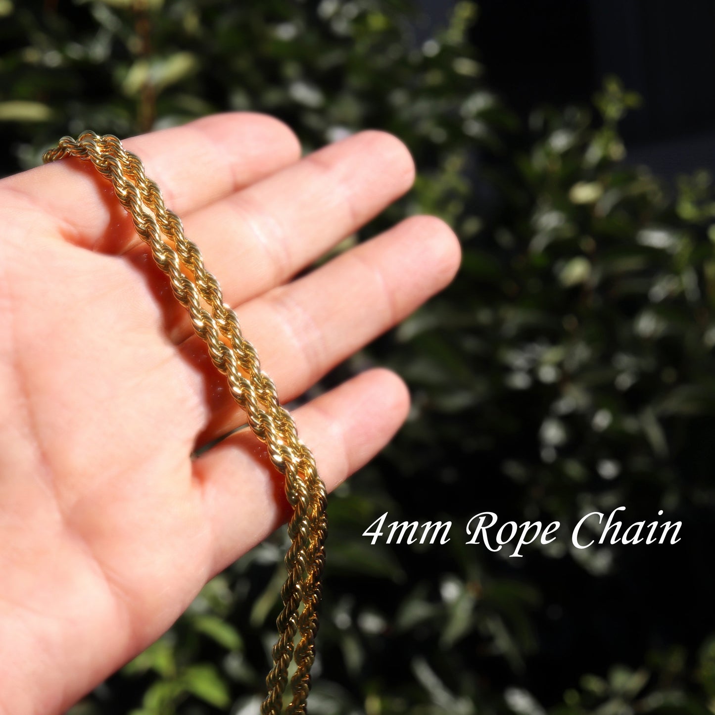 Rope Chain Necklace, 4mm Stainless Steel Gold Chain, Men's Jewelry