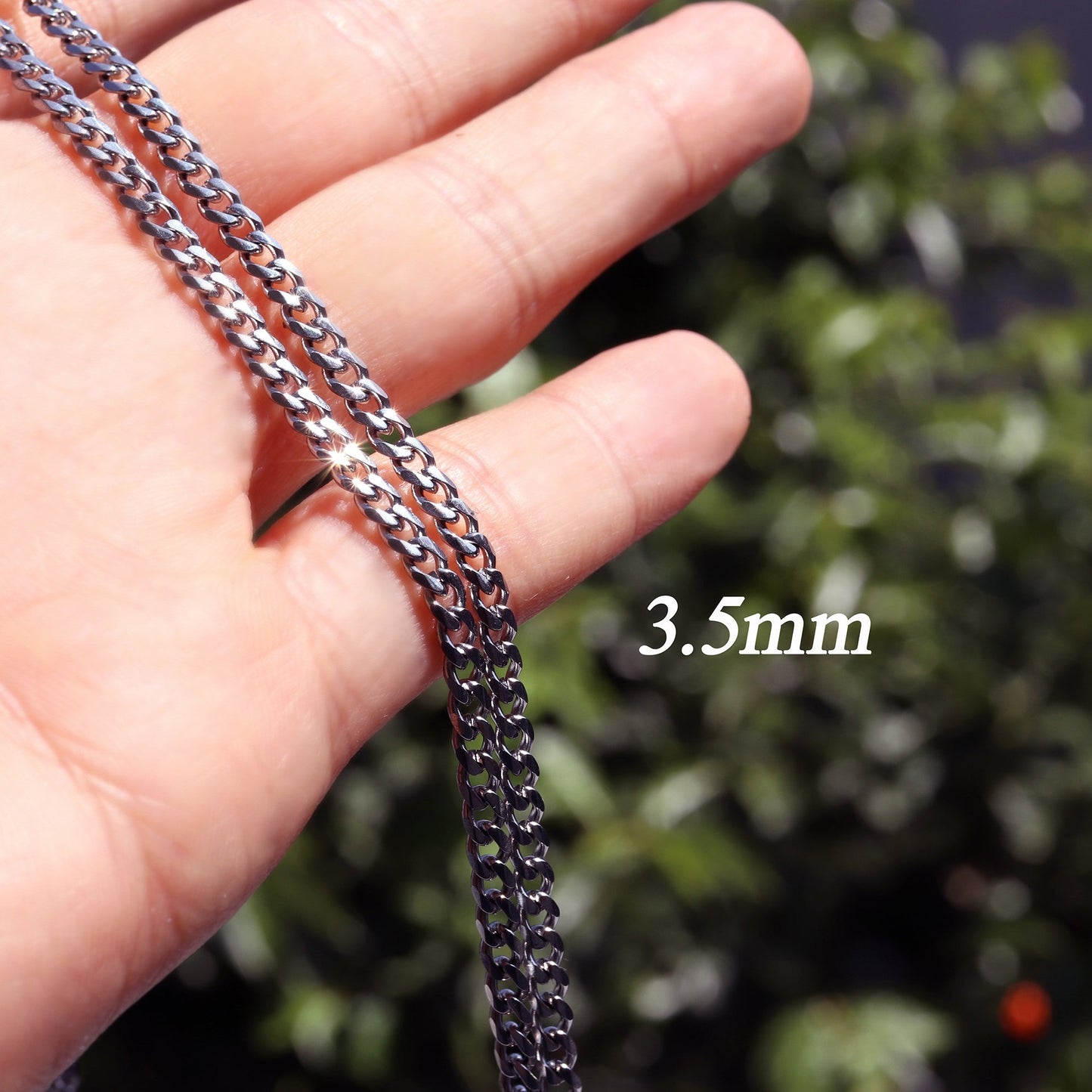 Miami Cuban Chain, Cuban Link Chain, Mens Chain Necklace, Waterproof Chain Necklace, Stainless Steel Silver Chain, 3.5mm,5mm, 7mm, 9mm Chain