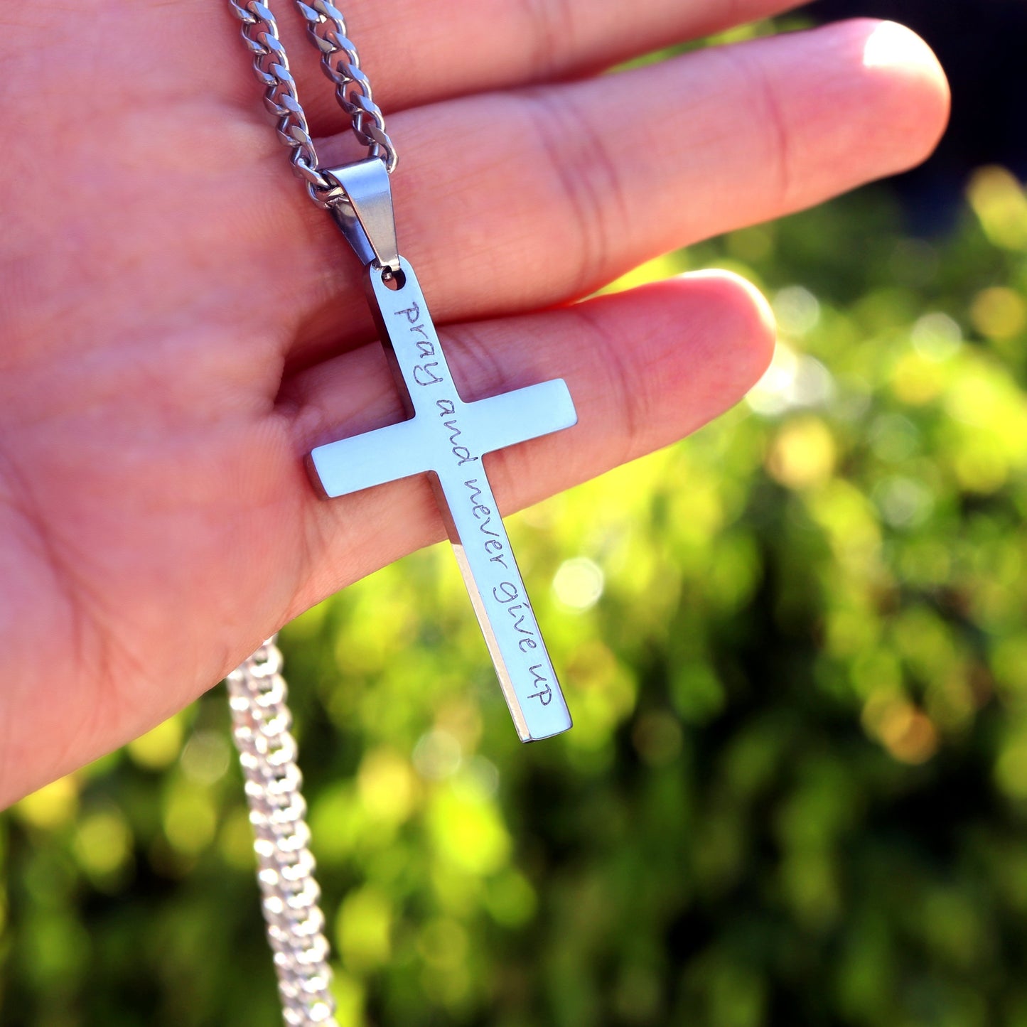 Large Cross Necklace For Men, Personalized Necklace, Engraved  Necklace, Waterproof Necklace