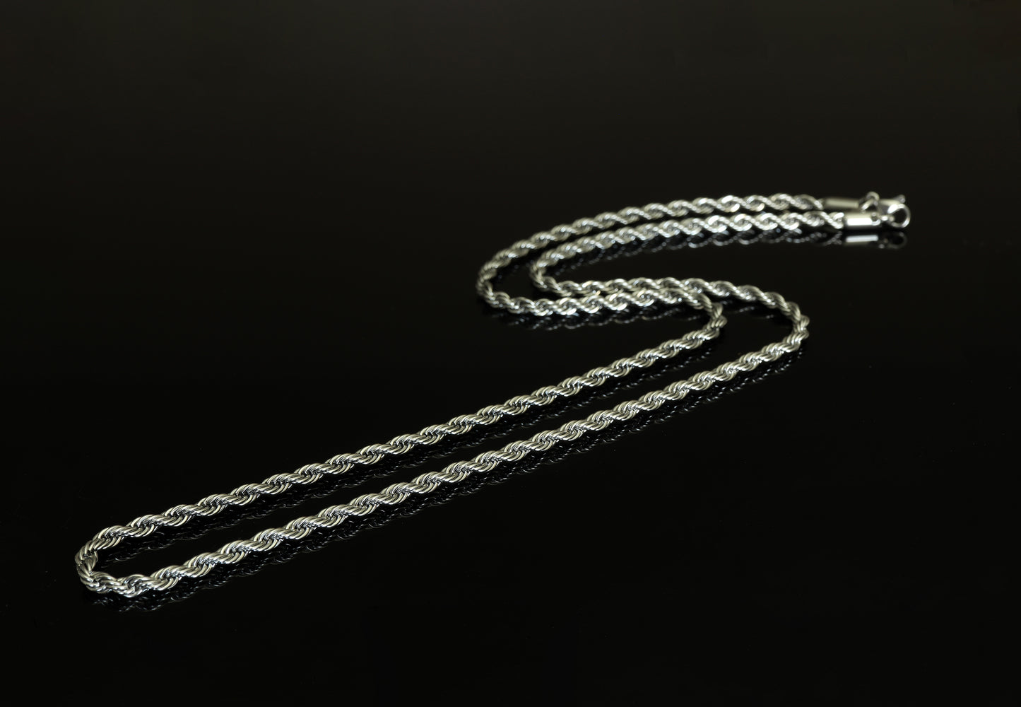 Men's Rope Chain Necklace, Men's Necklace, Stainless Steel Silver Chain Necklace for Men, Men's Chain Necklace, 3mm Rope Chain