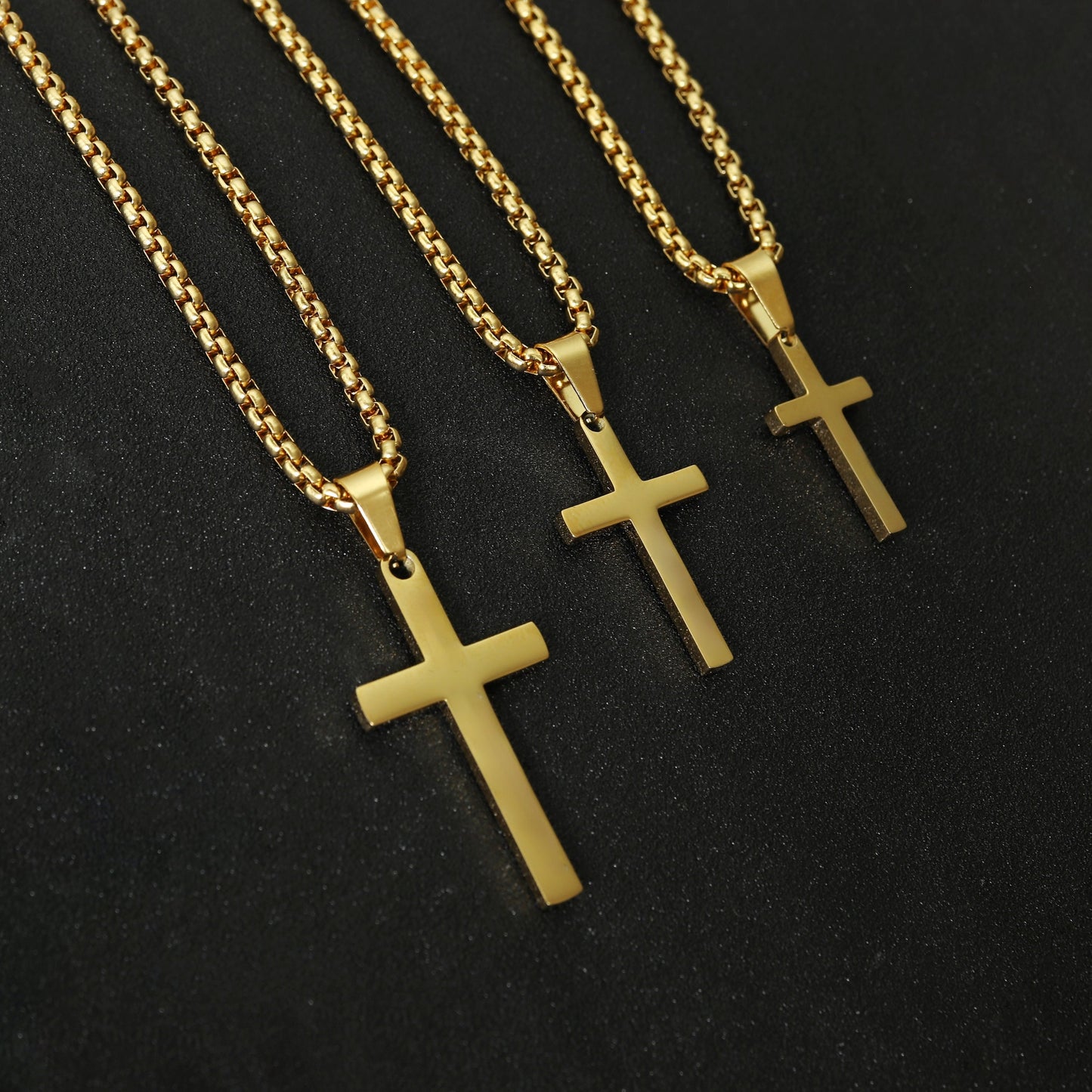 Cross Necklace, Stainless Steel Gold Cross Pendant, Mens Cross Necklace, Cross Necklace for Women, Boys Cross Necklace, Christmas Gift