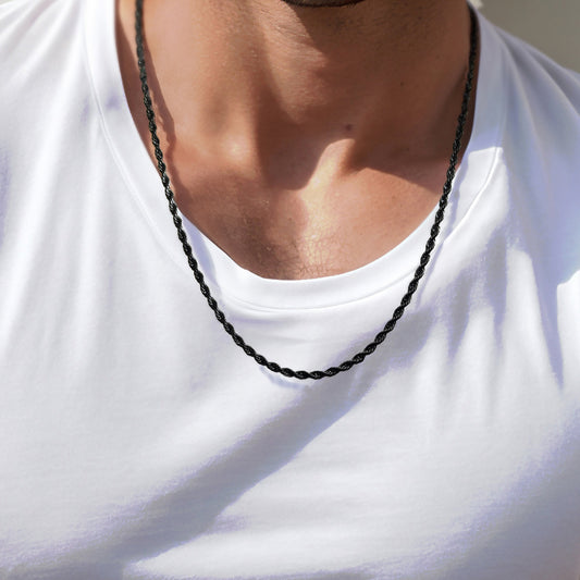 Black Rope Chain Necklace, Men's Rope Chain, Mens Chain, Women's Chain Necklaces