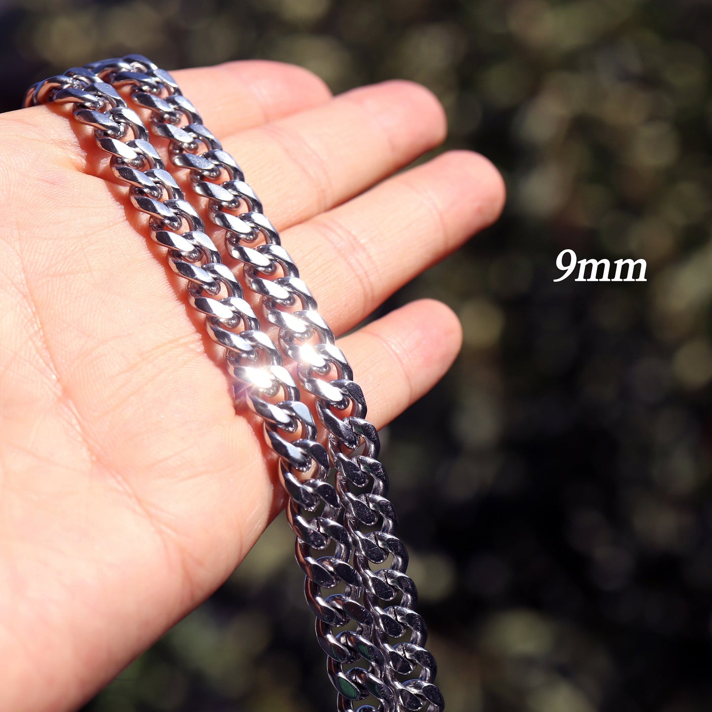 Miami Cuban Chain, Cuban Link Chain, Mens Chain Necklace, Waterproof Chain Necklace, Stainless Steel Silver Chain, 3.5mm,5mm, 7mm, 9mm Chain